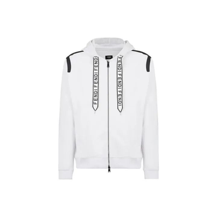 Fendi Fendi White Hooded Sweatshirt for Men 0079 Size US XL / EU 56 / 4 - 1 Thumbnail