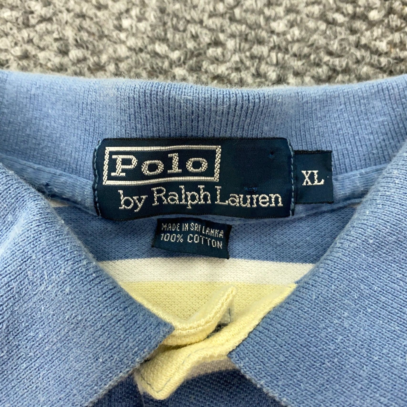 Polo Ralph Lauren VINTAGE Polo Ralph Lauren Polo Shirt Mens XL Yellow Blue Striped Short Sleeve Pony Size US XL / EU 56 / 4 - 6 Thumbnail