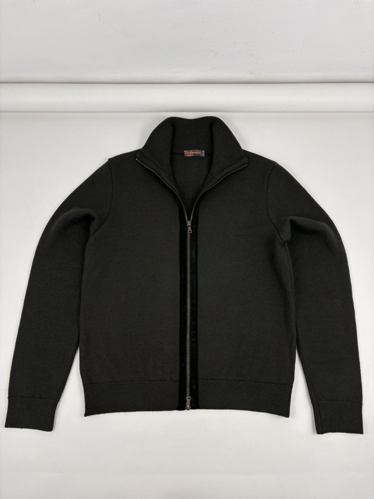 Miu Miu VTG Archive Knit Wool-Leather Zip Sweater High Collar Jumper Size US M / EU 48-50 / 2 - 7 Thumbnail