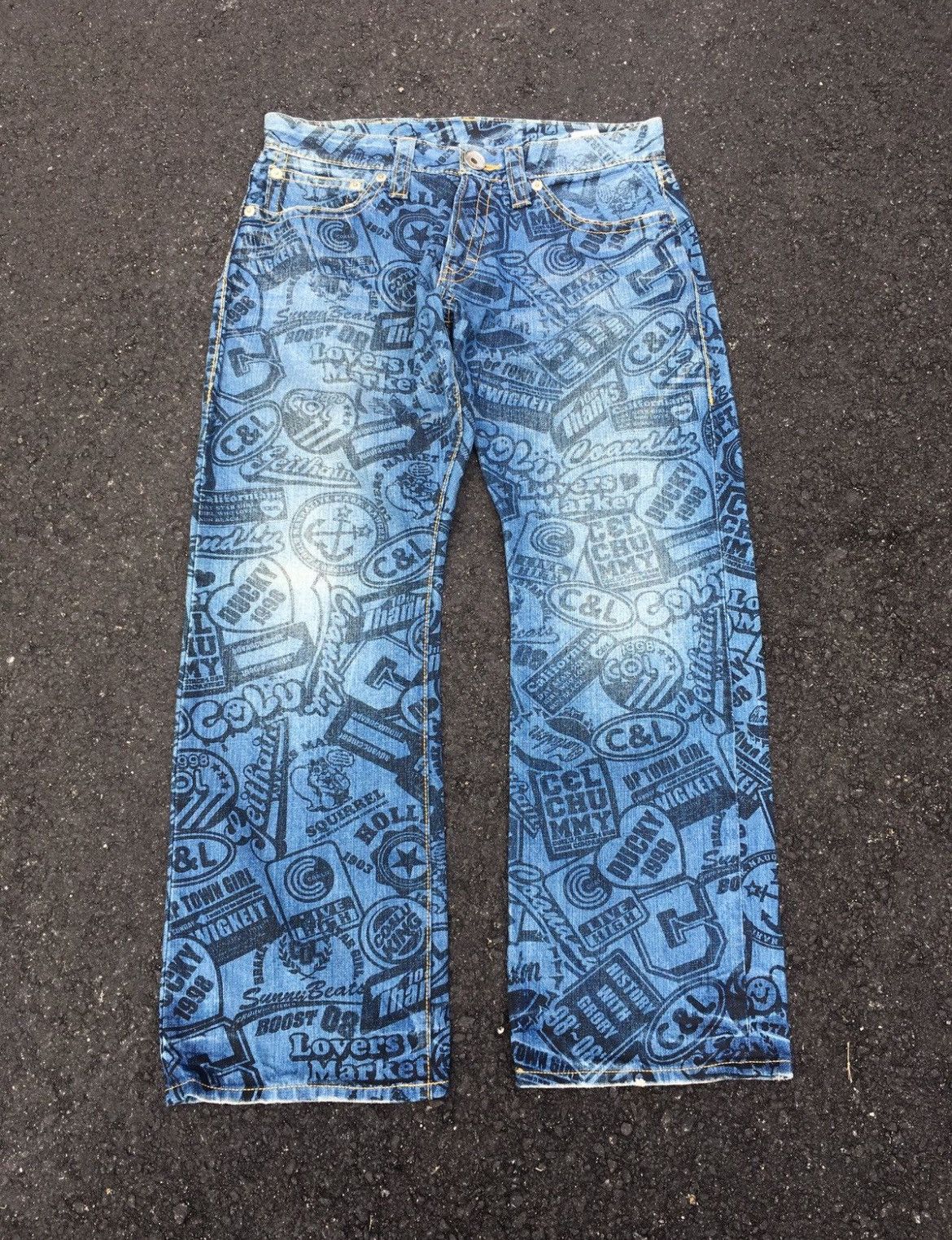Hysteric Glamour × If Six Was Nine × Japanese Brand Flare💥 90s Insane Cocolulu Full Print Jean Size US 33 - 2 Thumbnail