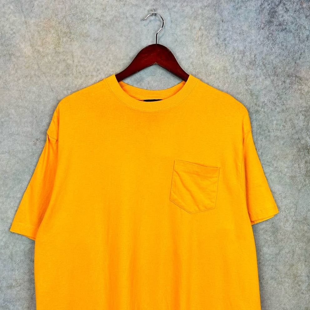Basic Editions × Vintage Vintage 90s Blank Yellow Pocket T Shirt Sz M Single Stitch Size US M / EU 48-50 / 2 - 2 Thumbnail