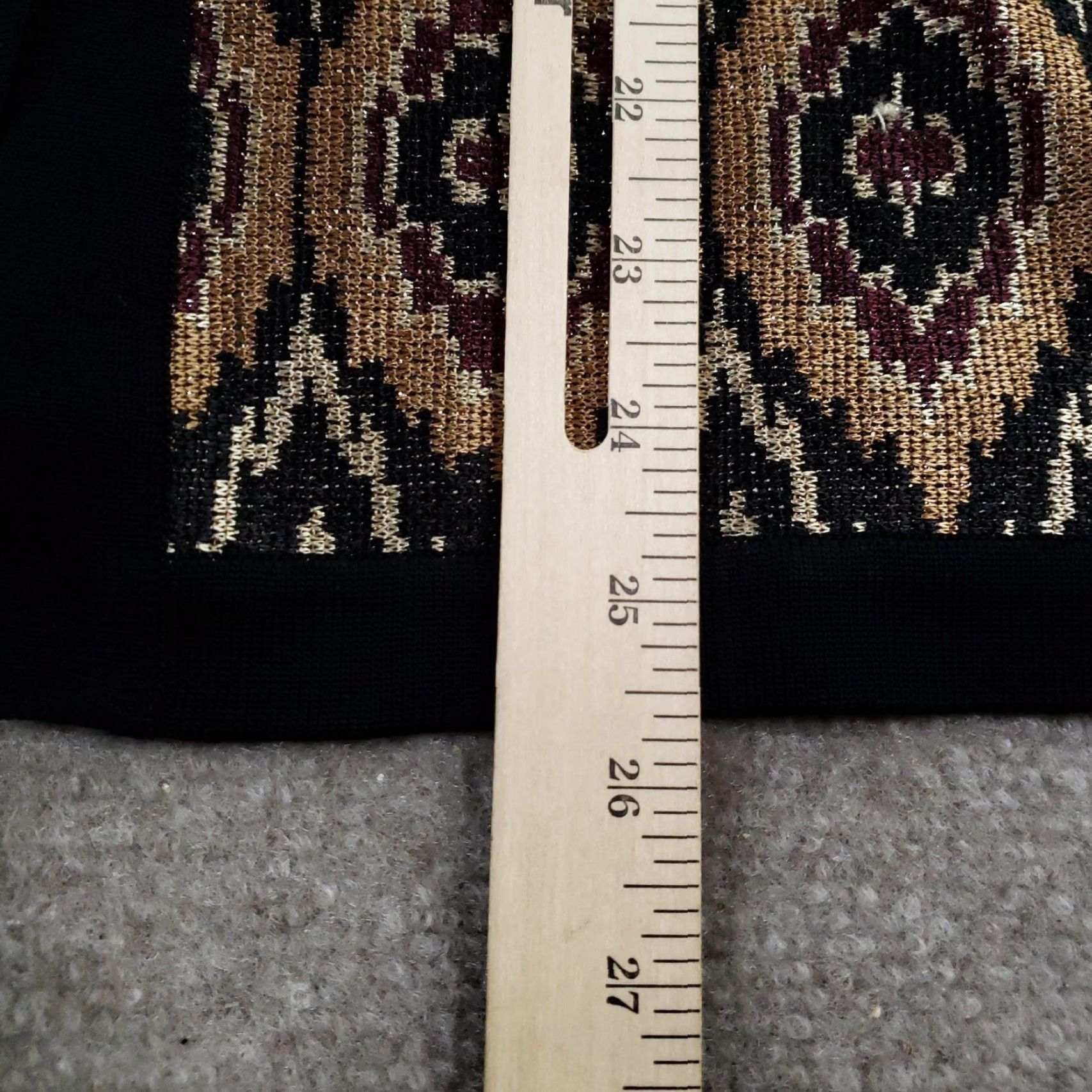 Vintage Misook Cardigan Womens Adult XL Black Gold Metallic Ikat Pockets Knit Size XL / US 12-14 / IT 48-50 - 4 Thumbnail