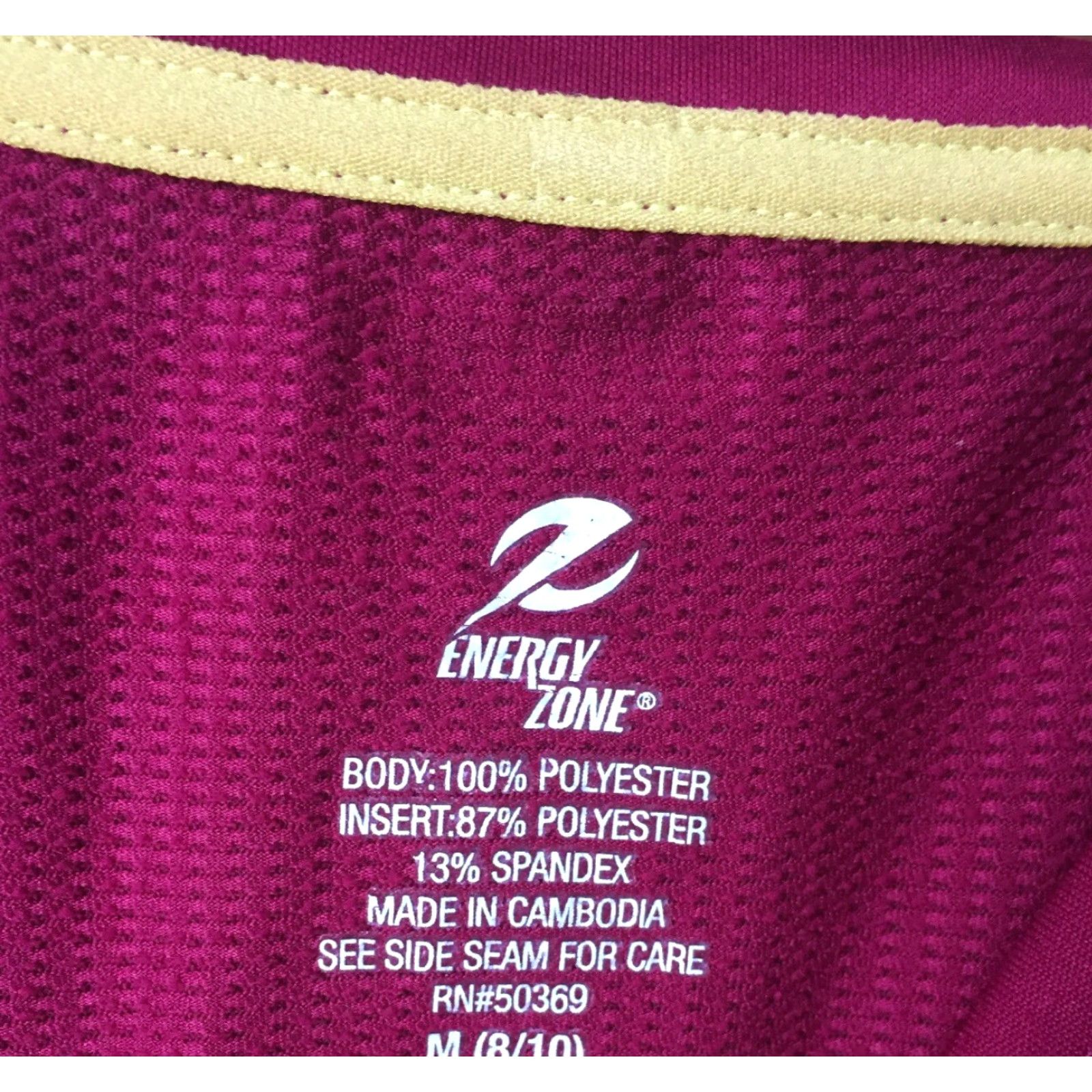Vintage Energy Zone Women's Fitness Shirt Long Sleeve Medium Dark Red B406 8/10 Casual Activewear Crew Neck Fitted Polyester Size M / US 6-8 / IT 42-44 - 3 Thumbnail