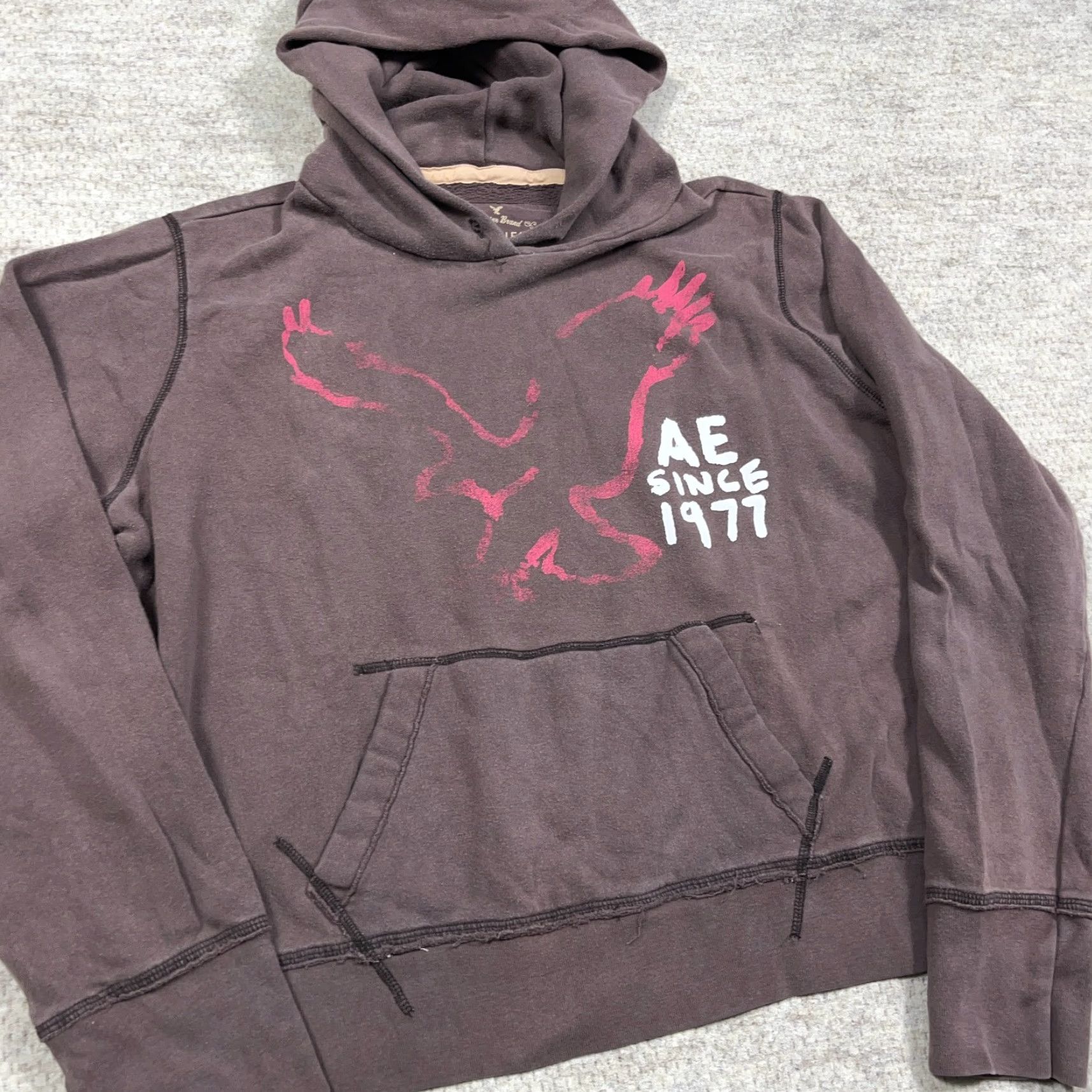 American Eagle Outfitters Vintage American Eagle Outfitters Hoodie Women 2XL Brown Faded AE77 2000s Y2K AE || Size XXL / US 16-18 / IT 52-54 - 2 Thumbnail