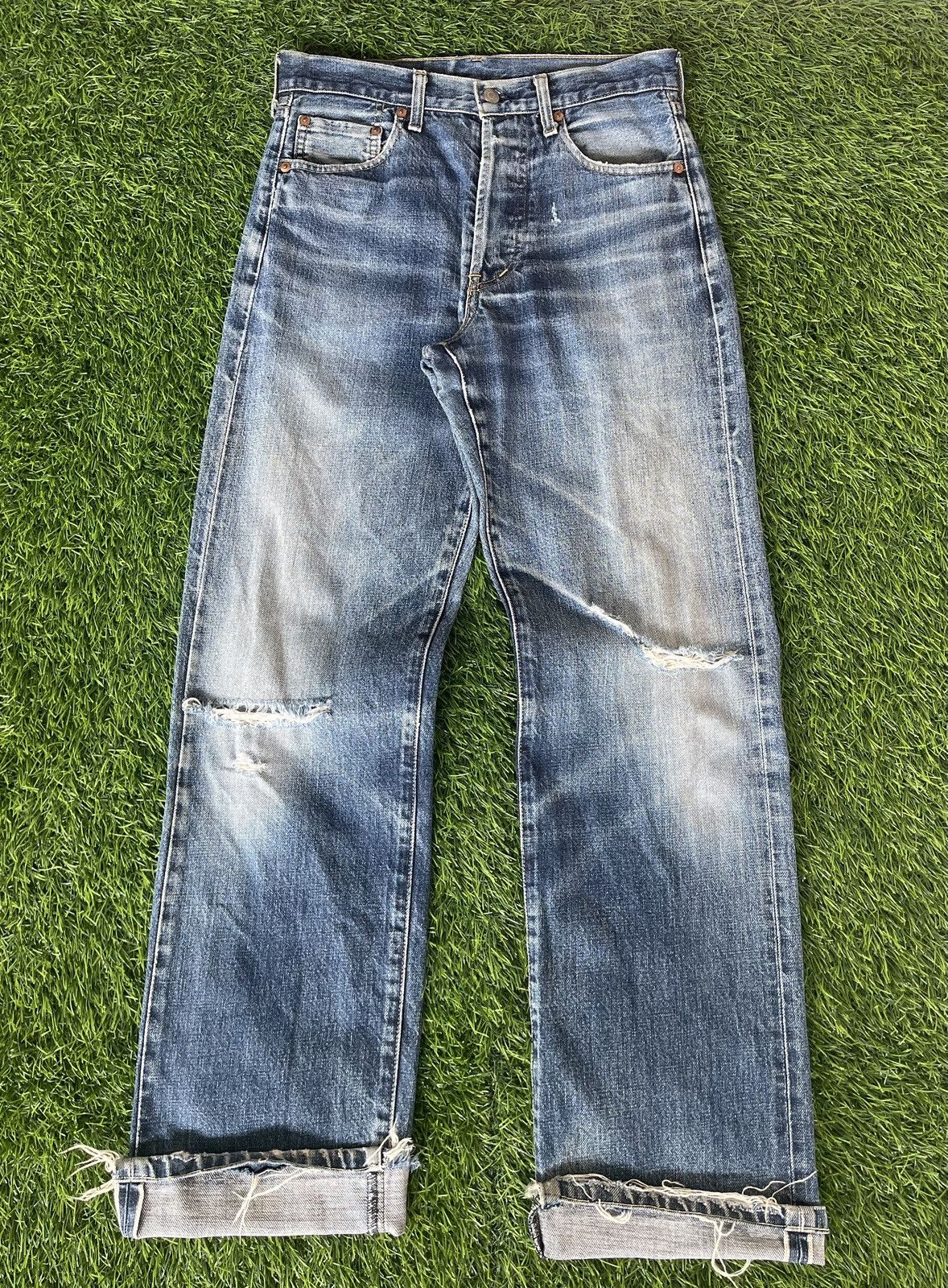 Levi's Vintage Clothing Vintage’90s TRASHED🔥LEVI’S 503B XX🔥BIG E SELVEDGE DENIM Size US 30 / EU 46 - 3 Thumbnail