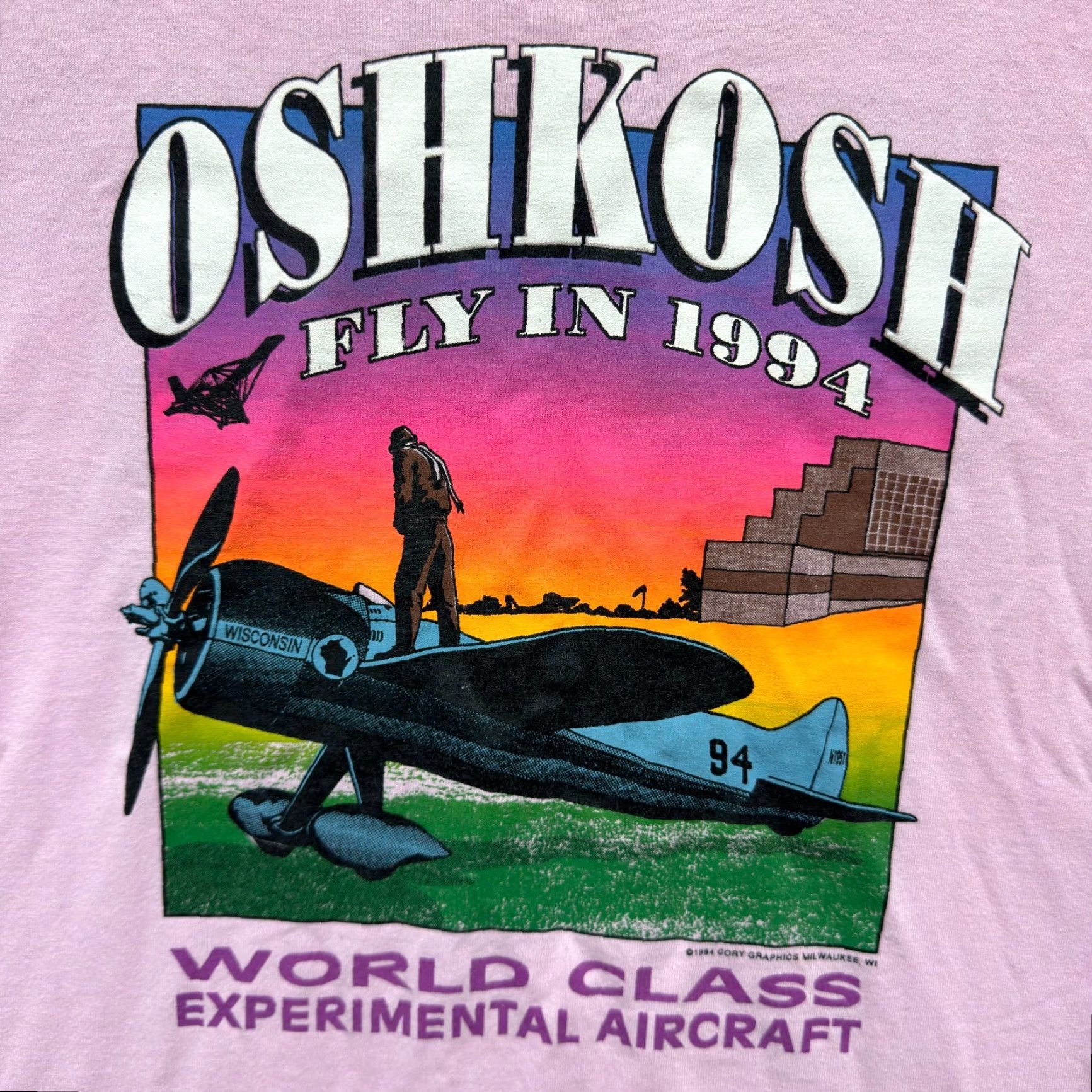 Fruit Of The Loom VINTAGE 90s Oshkosh Pink Graphic T-Shirt Large Unisex Cotton Shirt Size US L / EU 52-54 / 3 - 3 Thumbnail
