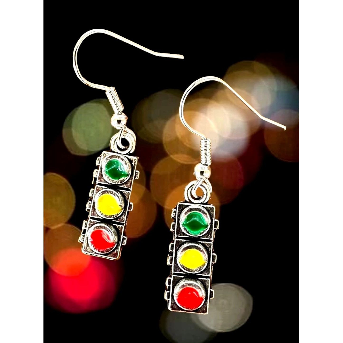 Handmade Traffic Light Earrings Signal New Dangle Hooks Stop Wait Go Size ONE SIZE - 1 Thumbnail
