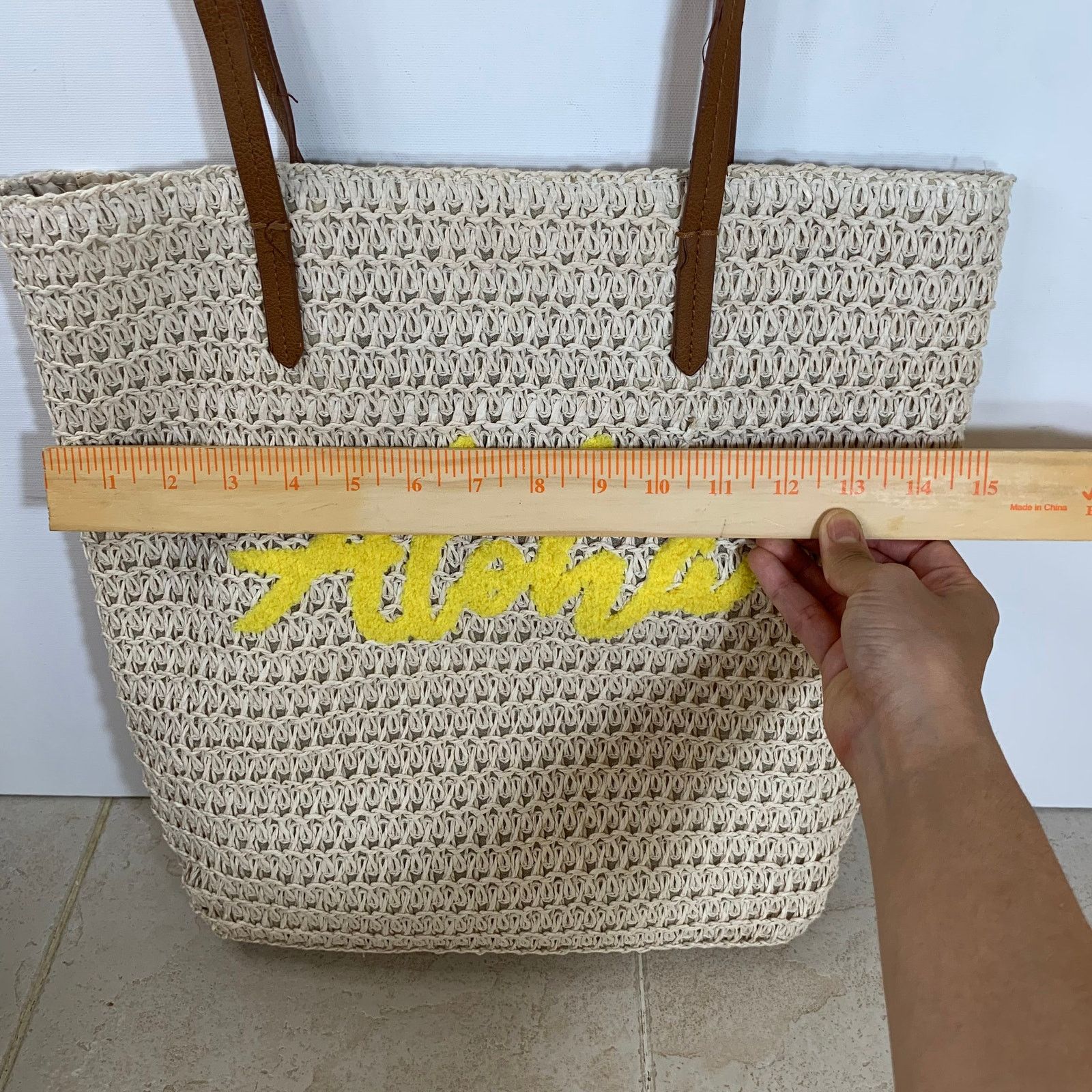 Other Straw Tote Aloha Beach Bag Everyday Tote Yellow Natural Size ONE SIZE - 6 Thumbnail
