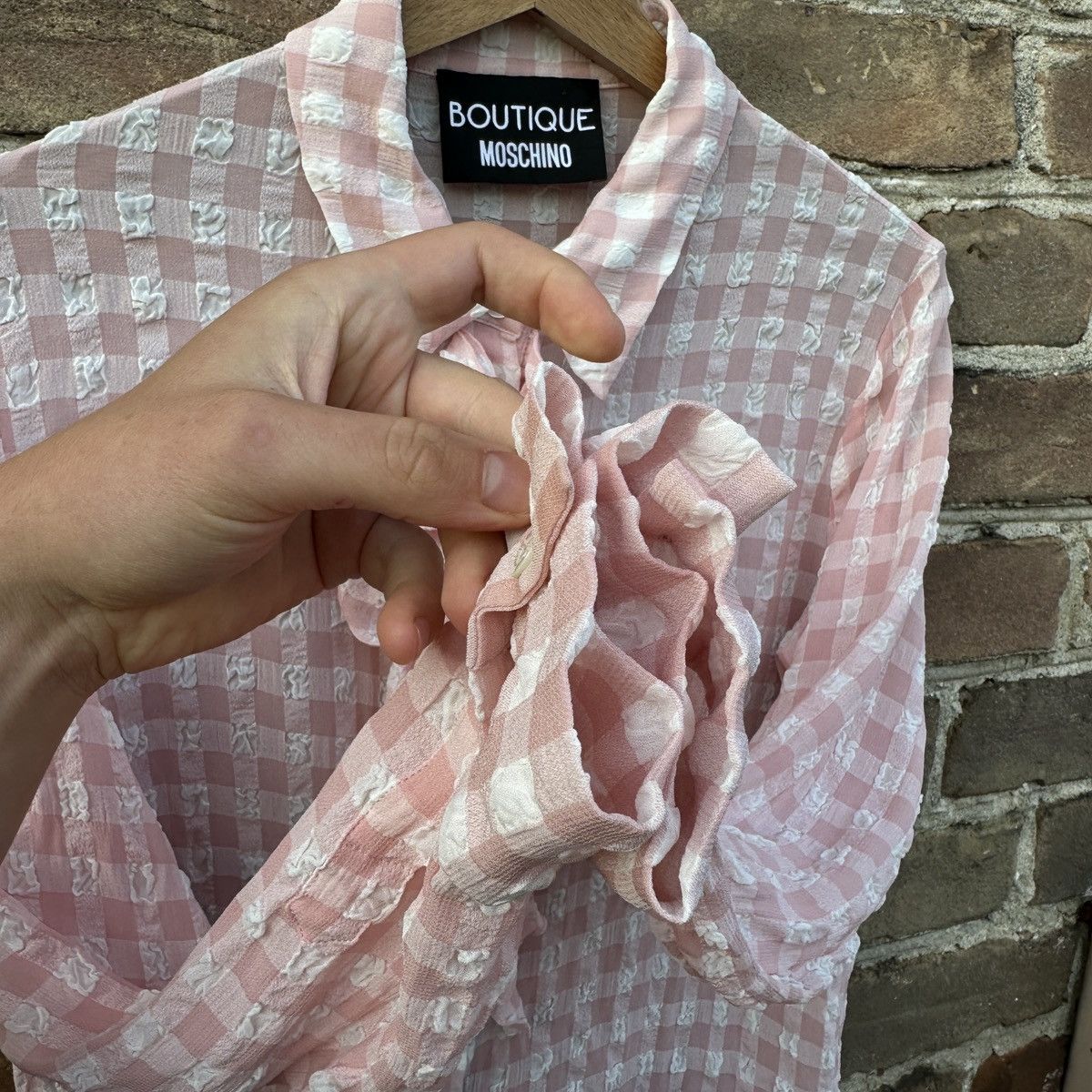 Boutique Moschino Boutique Moschino Ruffle Button Up Shirt Frill Vintage Rare Size M / US 6-8 / IT 42-44 - 13 Thumbnail