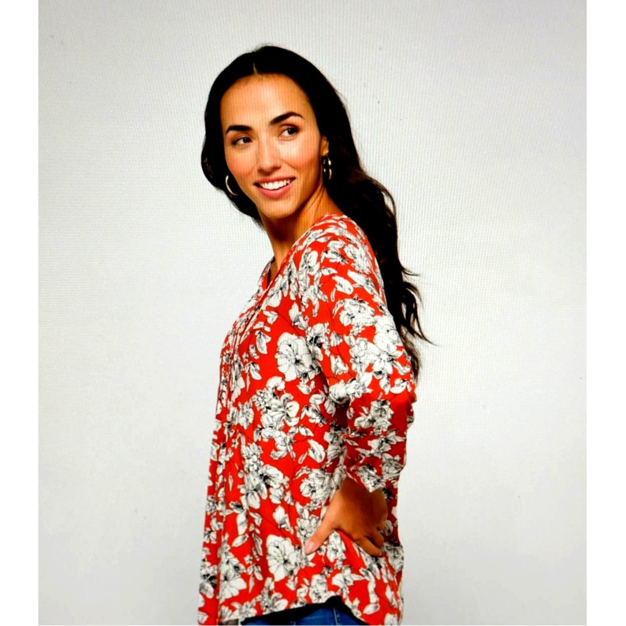 Other Fun2Fun Maley Pleated Detail Blouse Rust/Cream size M Size M / US 6-8 / IT 42-44 - 5 Thumbnail