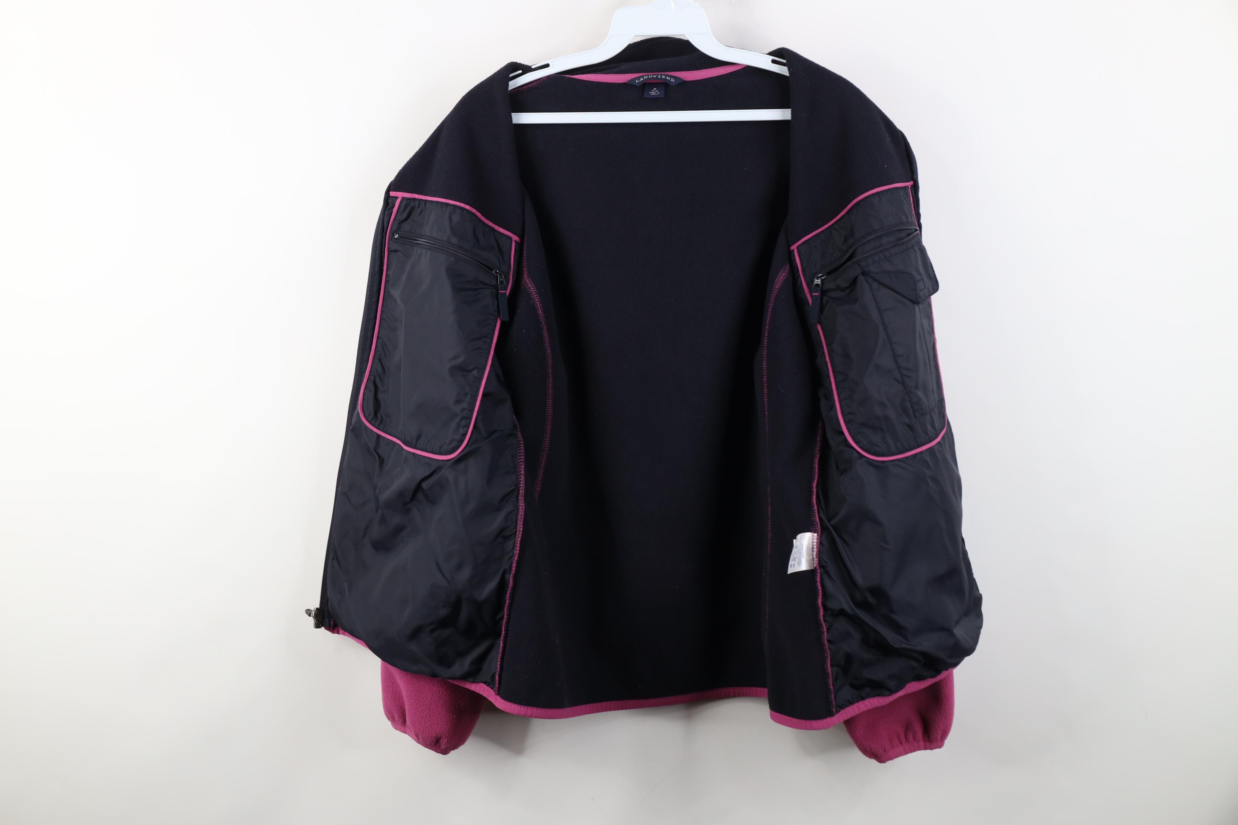 Lands' End Vintage Lands End Blank Fleece Full Zip Jacket Pink Size M / US 6-8 / IT 42-44 - 11 Thumbnail