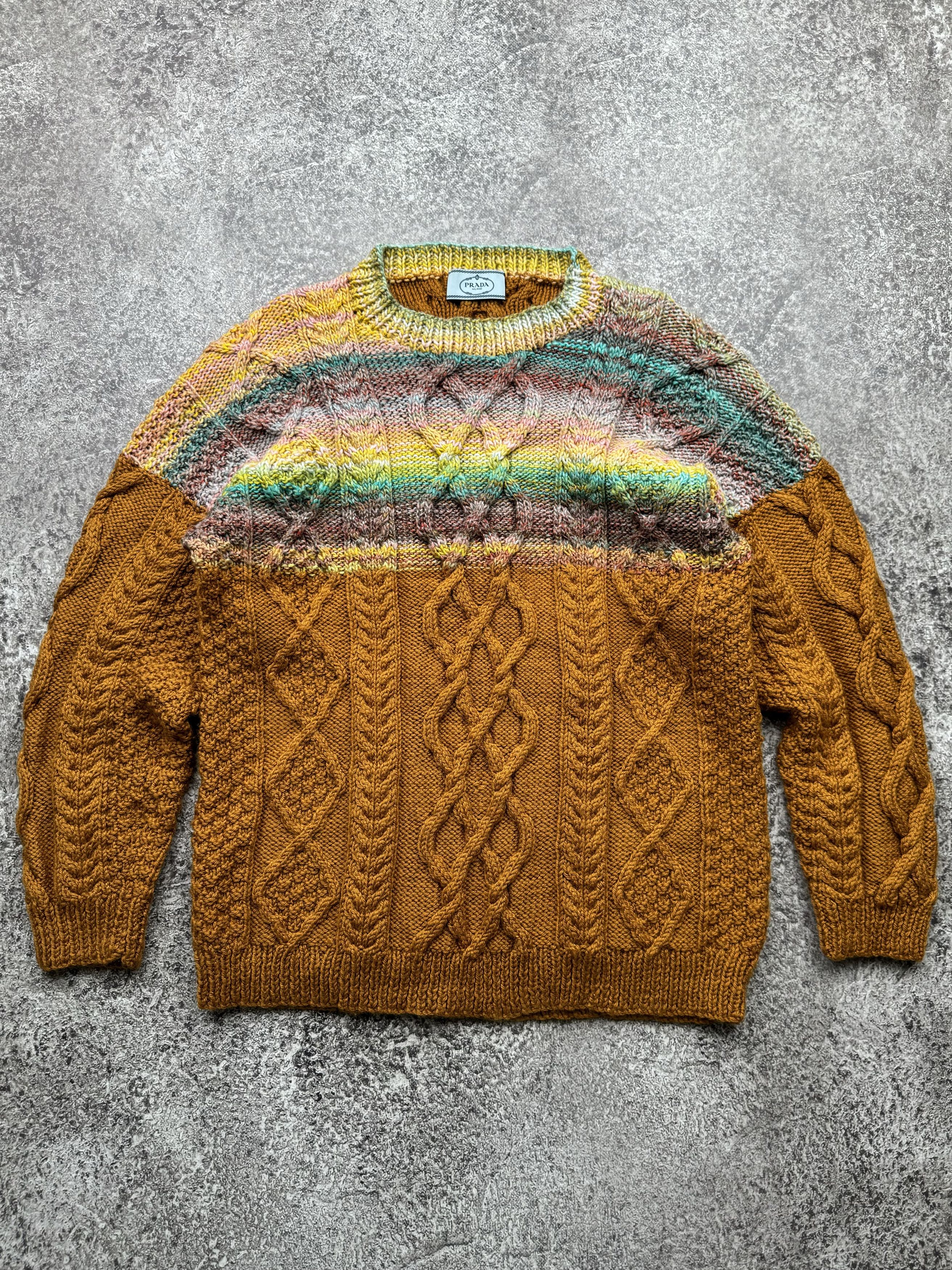 Pre-owned Avant Garde X Prada Vintage Cable Knit Sweater In Multicolor