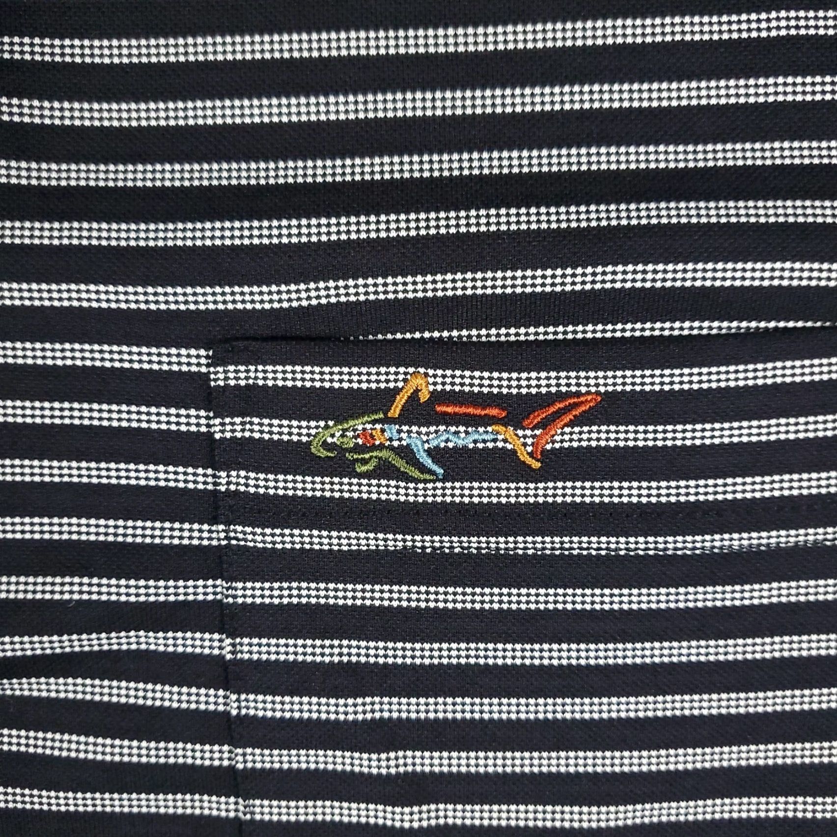 Vintage Greg Norman Polo Shirt Mens L Black Striped Shark Golf Casual Short Sleeve Polo Size US L / EU 52-54 / 3 - 2 Thumbnail