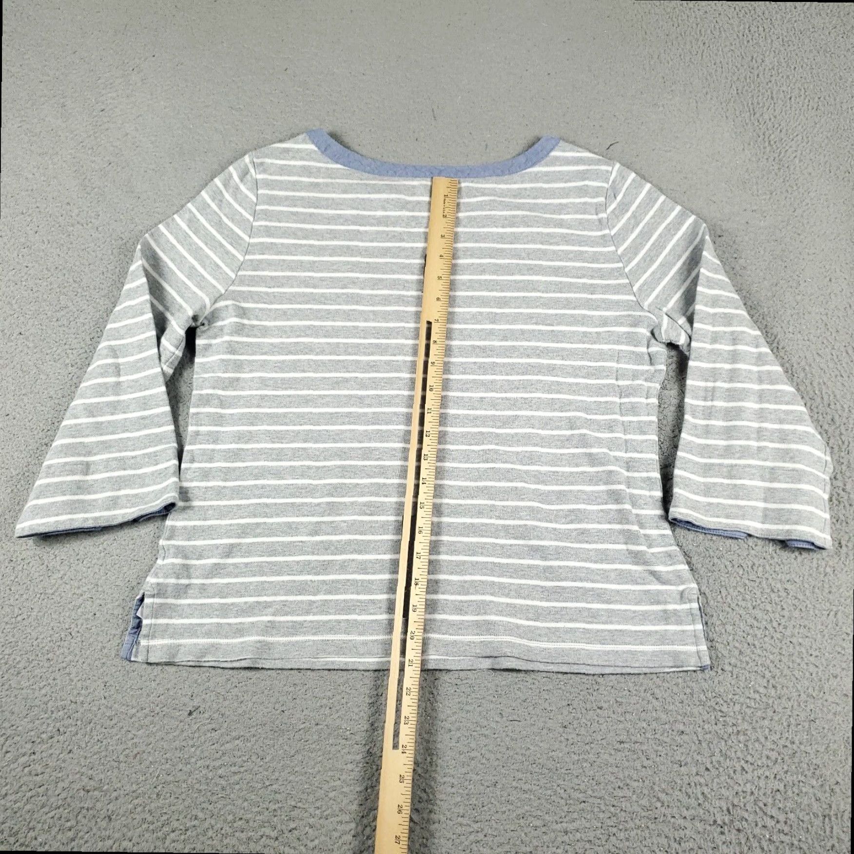 Nautica Nautica Womens Gray White Striped Long Sleeve T Shirt XL Size XL / US 12-14 / IT 48-50 - 5 Thumbnail