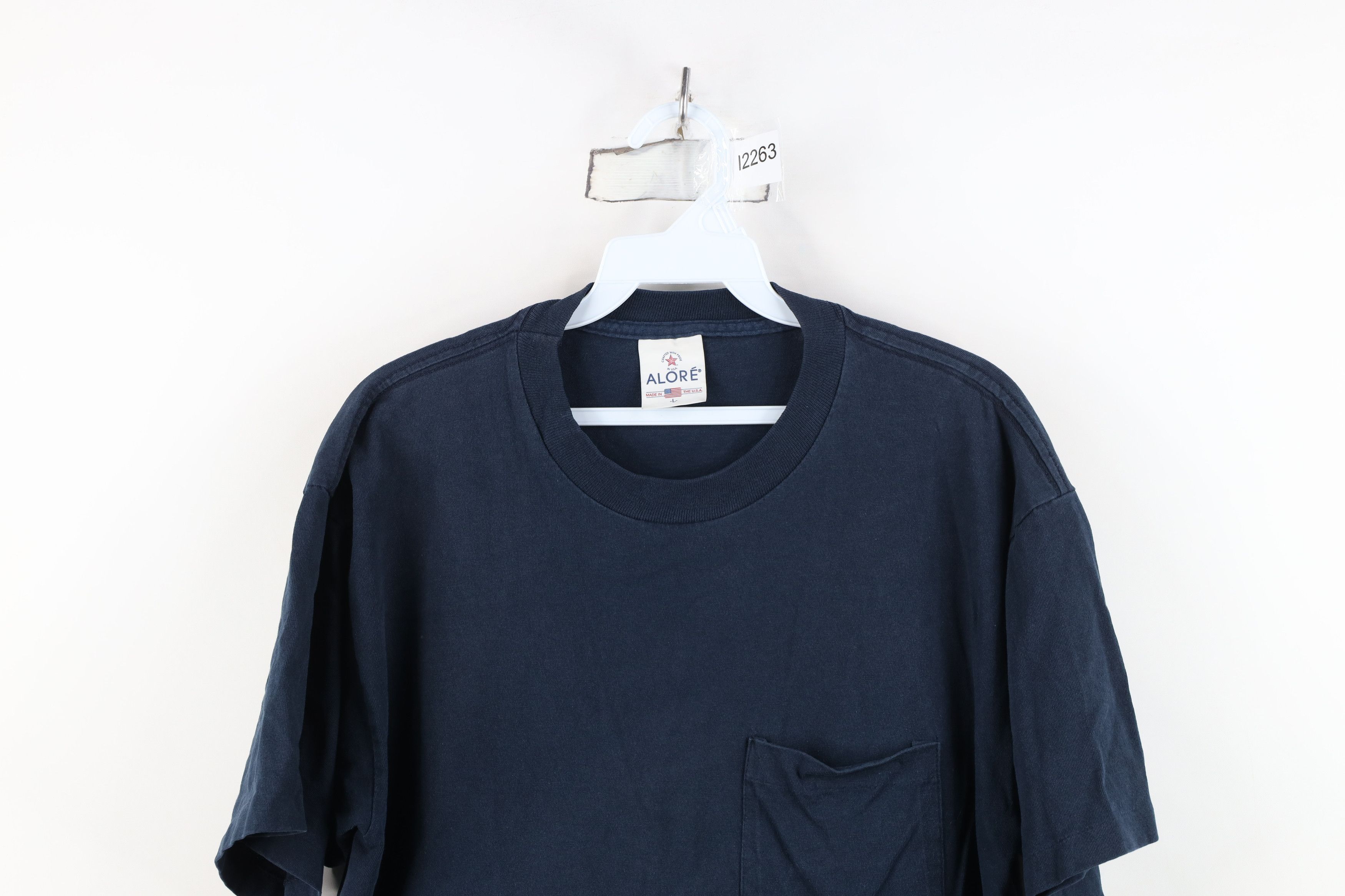 Vintage Vintage 90s Streetwear Heavy Cotton T-Shirt Navy Blue USA Size US L / EU 52-54 / 3 - 2 Thumbnail