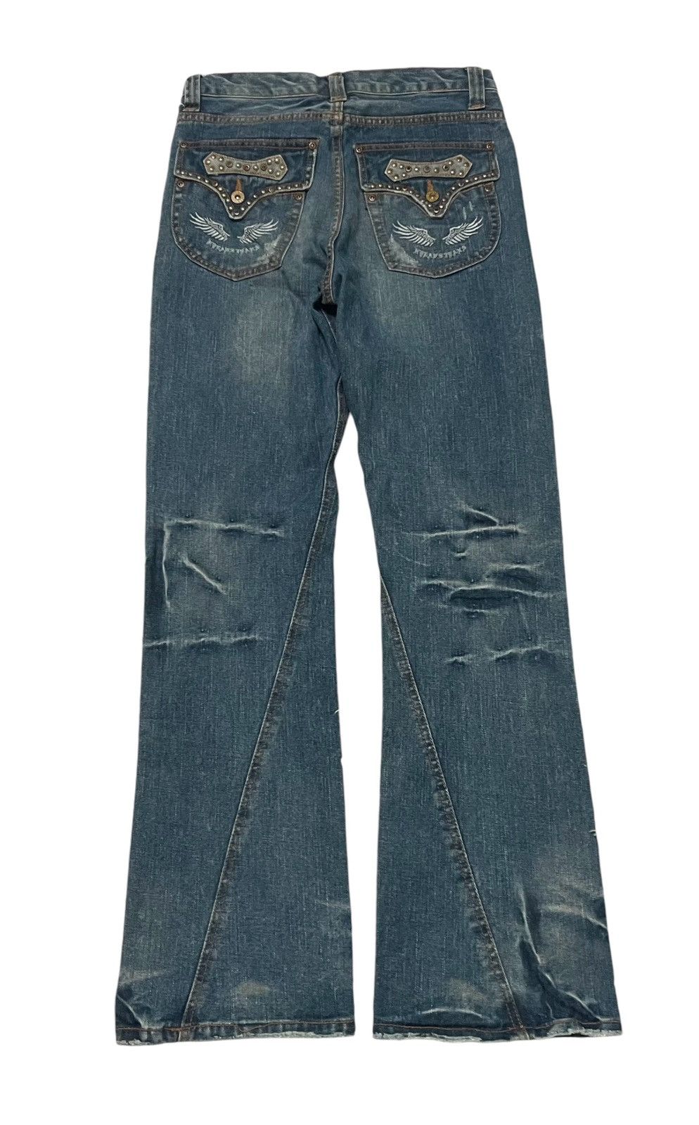 If Six Was Nine 2000s NYLUS FLARE JEANS WASHABLE DENIM RARE DESIGN Size US 30 / EU 46 - 3 Thumbnail