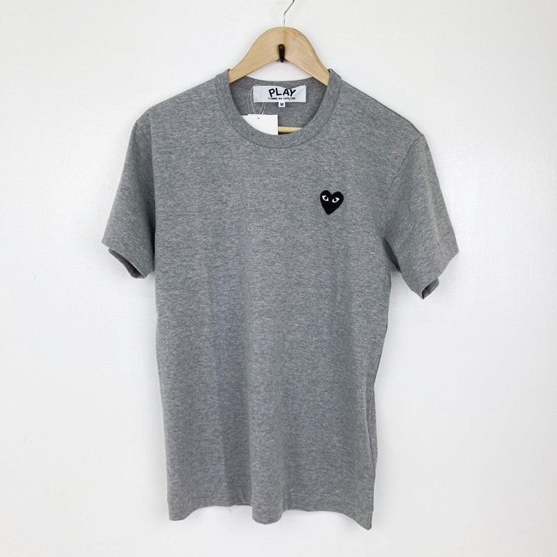 Short Sleeve T-Shirts Gray Logo Black Heart Cotton