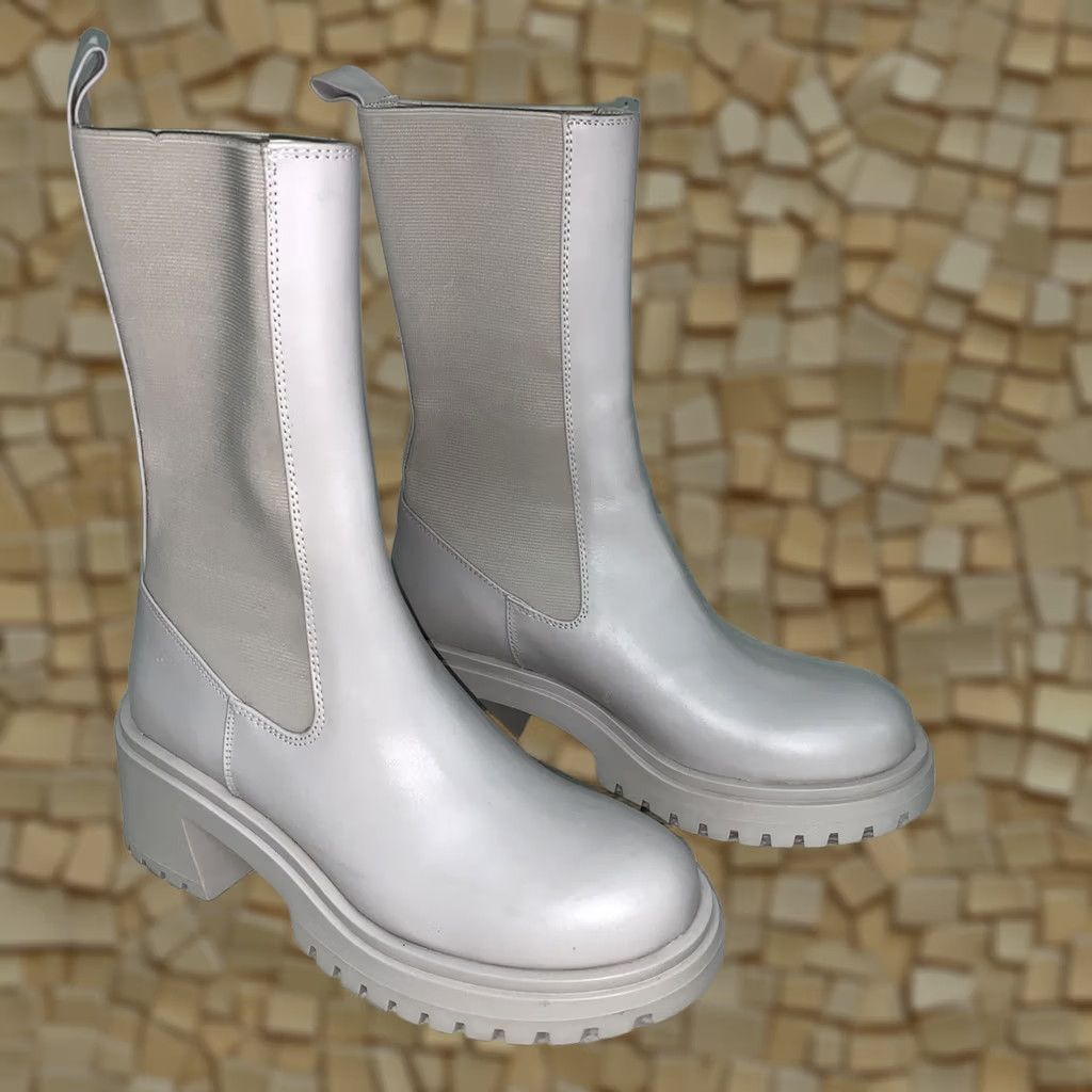 Steve Madden Steve Madden Boot Bootie Bone Block Heel Pull On Mid Calf Chunky Moto Ankl 7.5 Womens Size US 8 / IT 38 - 1 Thumbnail