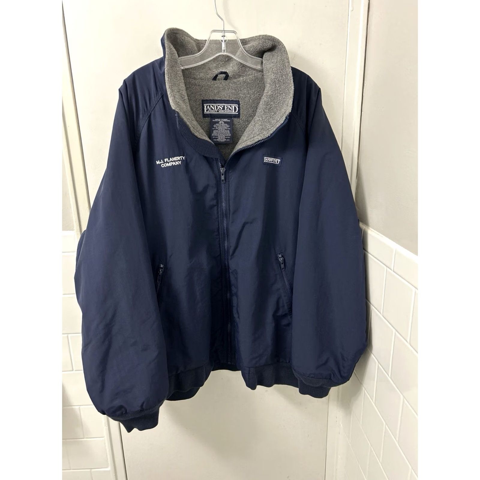 Lands' End VINTAGE Lands' End Squall Jacket Mens 2XL Blue Bomber Lined Zip Pockets Navy USA Made Squall Classic Size US XXL / EU 58 / 5 - 2 Thumbnail