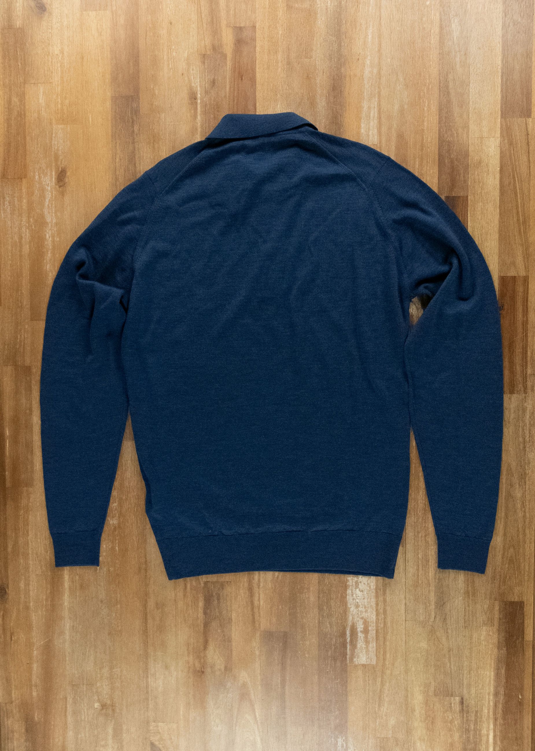 John Smedley JOHN SMEDLEY solid indigo blue wool polo sweater Medium Size US M / EU 48-50 / 2 - 6 Thumbnail