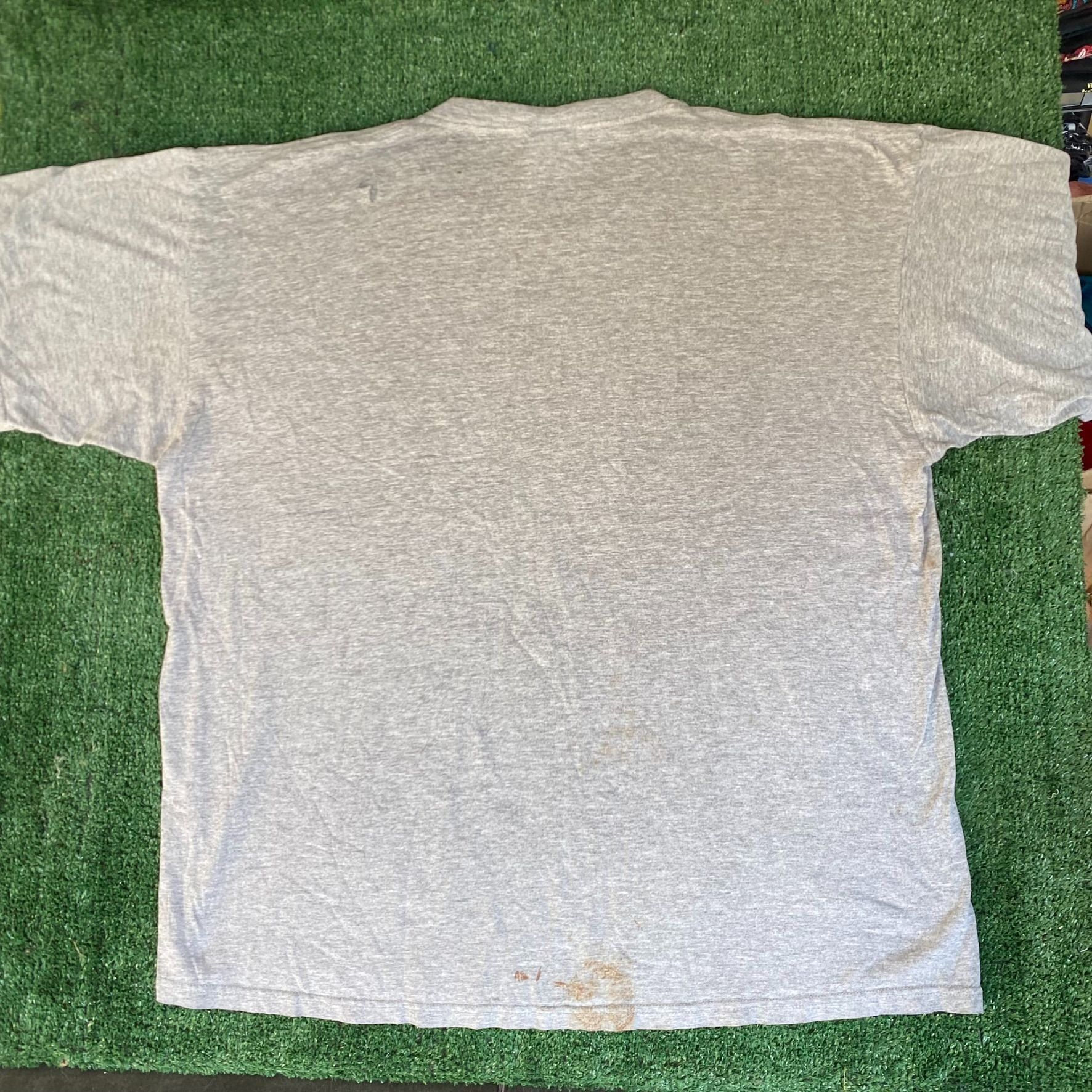 Nike × Vintage Vintage 90s Nike Logo Shirt Gray Off Center Swoosh Tee Size US XL / EU 56 / 4 - 5 Thumbnail