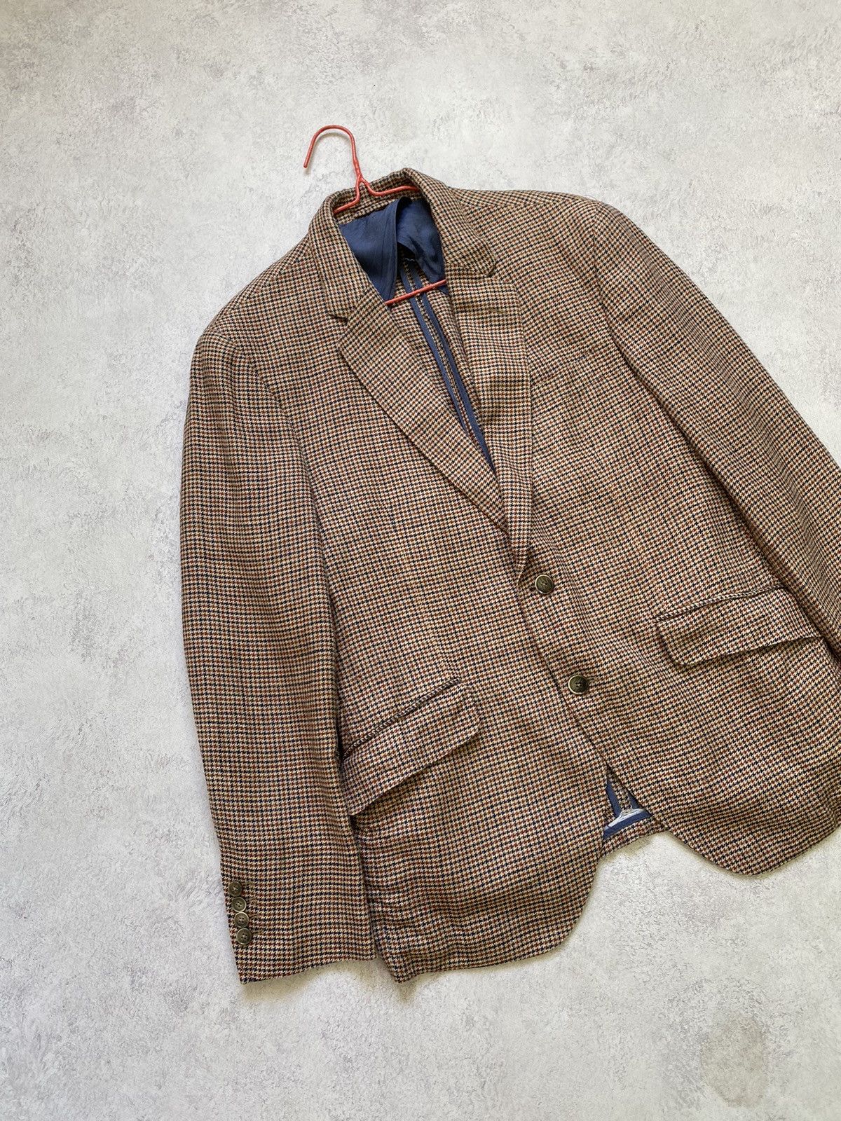 Hackett Hacket London Robert Noble Red/Blue Check Silk/Linen Blazer Size 44R - 3 Thumbnail