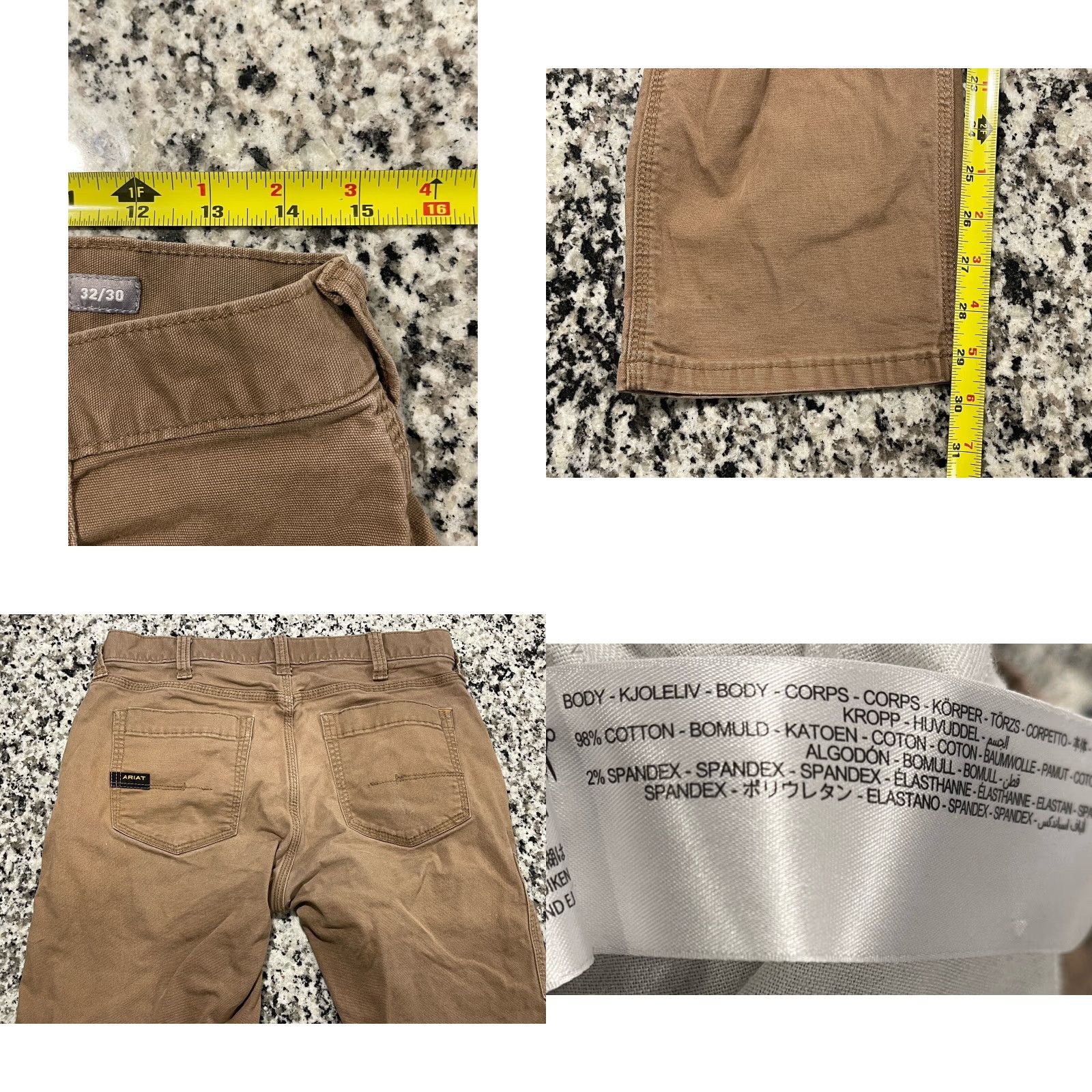Ariat Ariat Rebar M4 Pants Mens 29x29.5 Khaki Relaxed Fit Straight Cut Workwear Pants Size US 29 - 8 Thumbnail