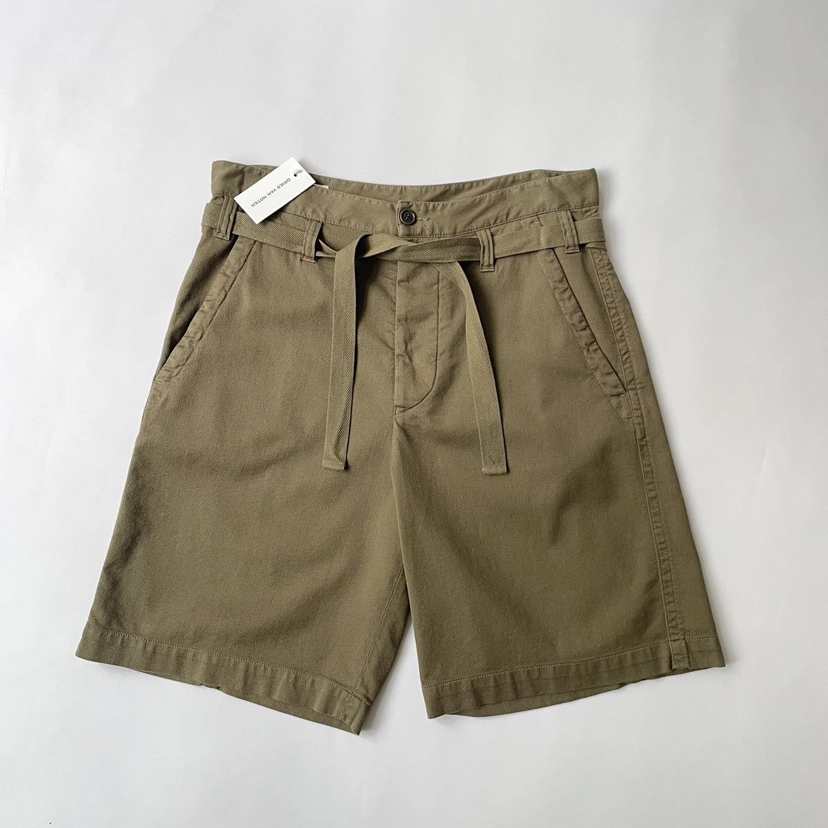 image of Dries Van Noten S/s 17 Waist Tie Utility Shorts in Miltary Green, Men's (Size 32)