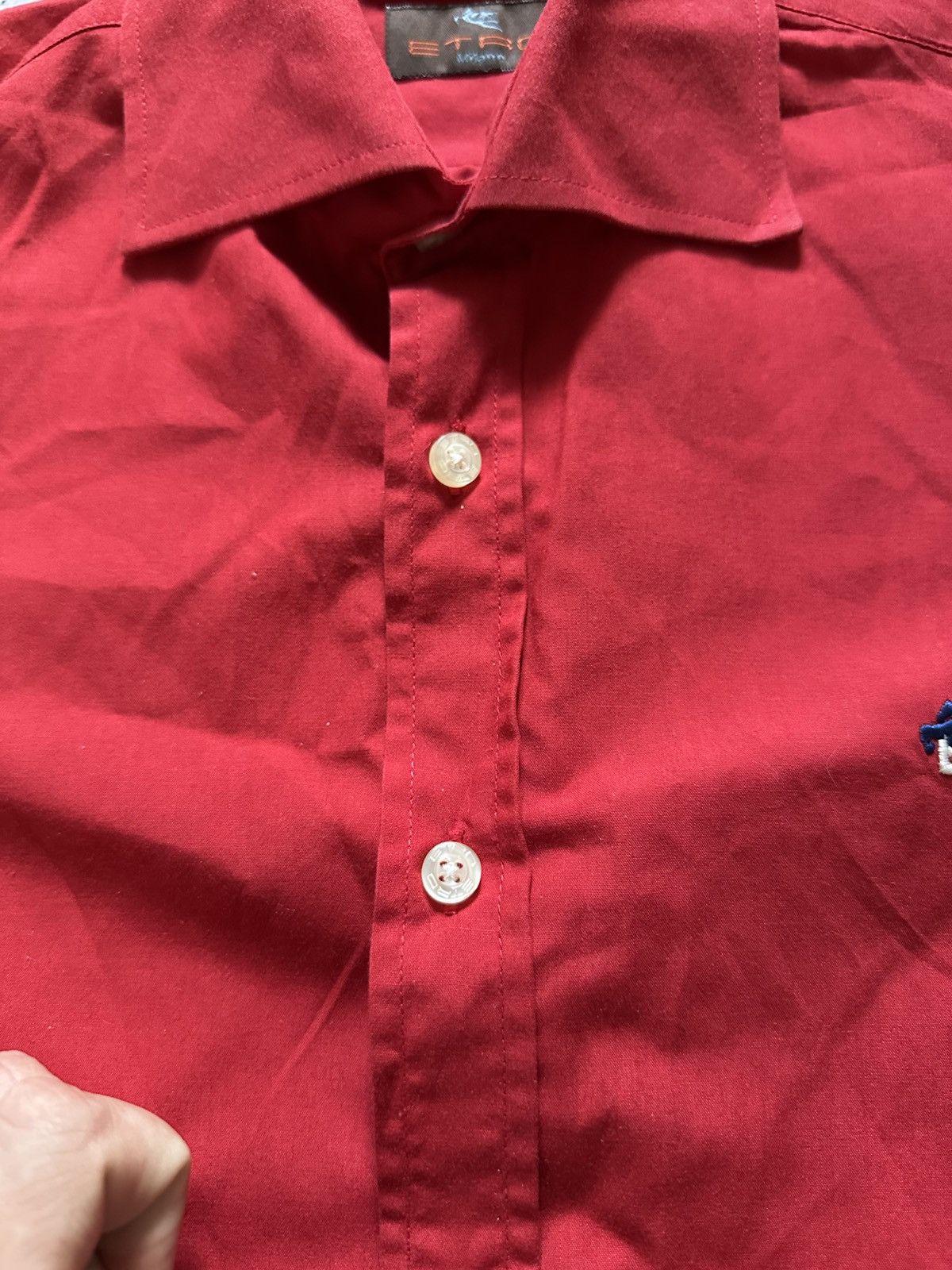 Etro × Vintage Vintage Etro Button Up Shirt Mini Logo Red Y2K USA Size US M / EU 48-50 / 2 - 4 Thumbnail