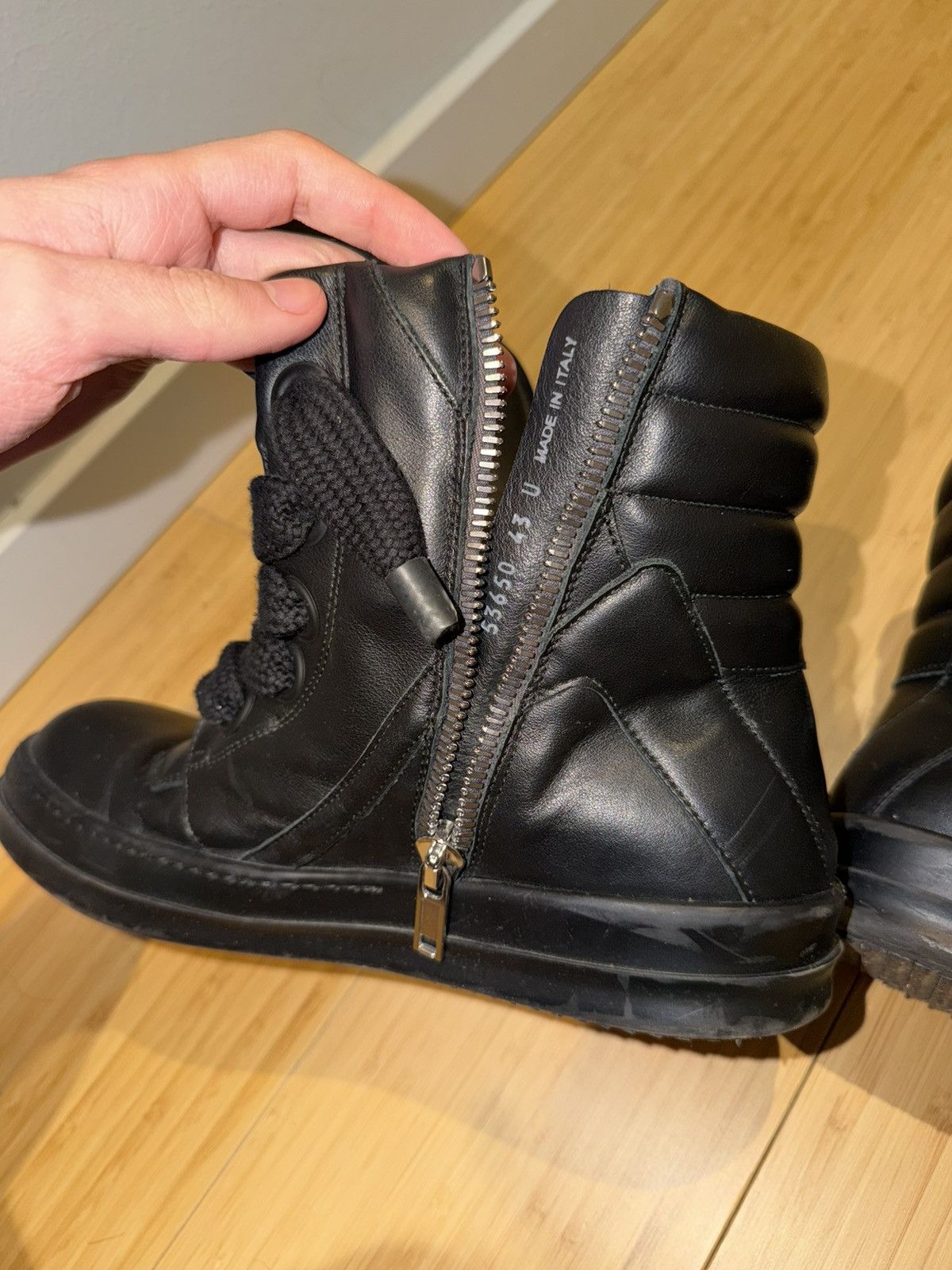 Rick Owens ‘Triple Black’ Jumbo Lace Geobaskets Size US 10 / EU 43 - 4 Thumbnail