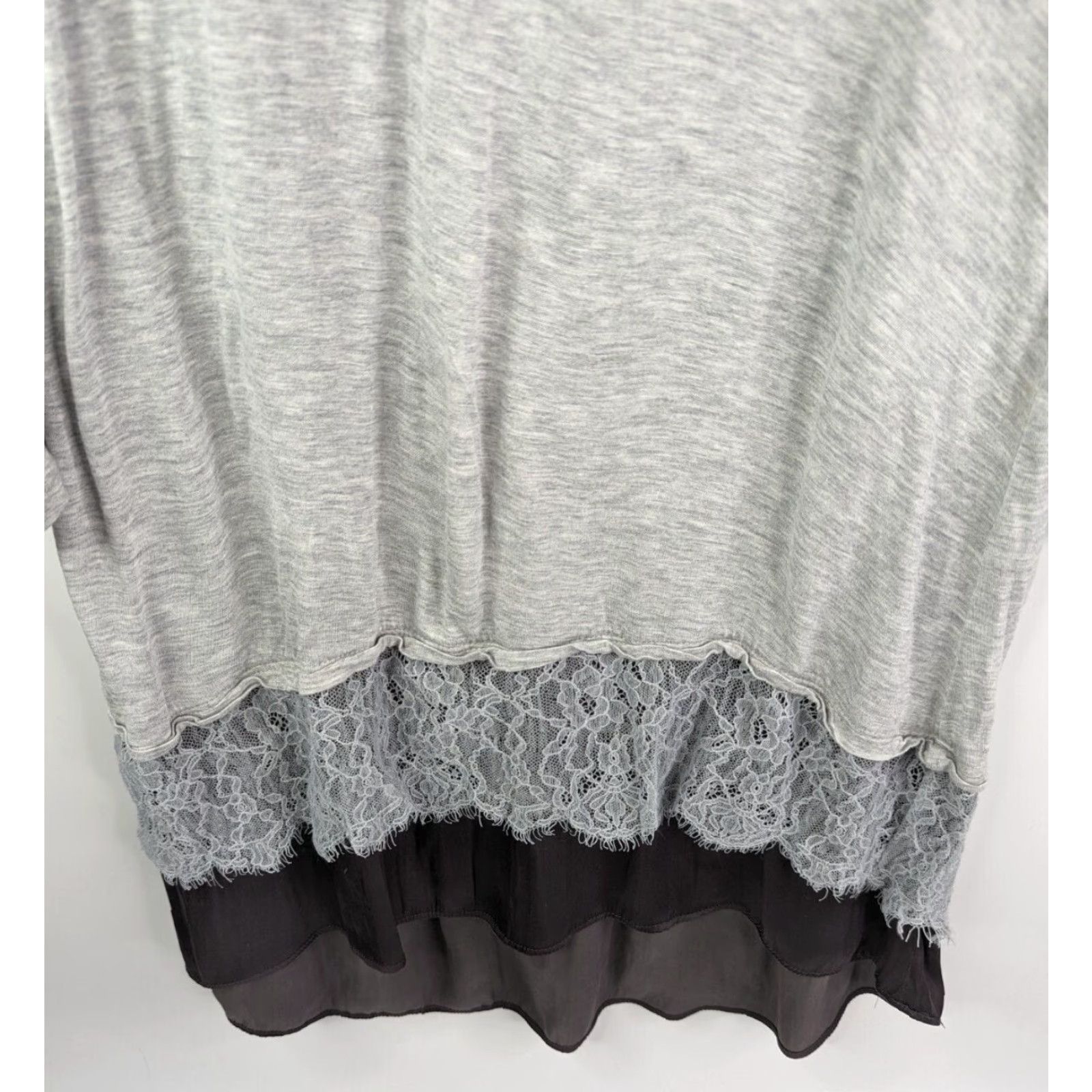 Vintage LOGO Lori Goldstein Grey Tunic 3/4 Sleeve Floral Hem Shirt Women's XXS Size XXS / US 00 / IT 34 - 4 Thumbnail