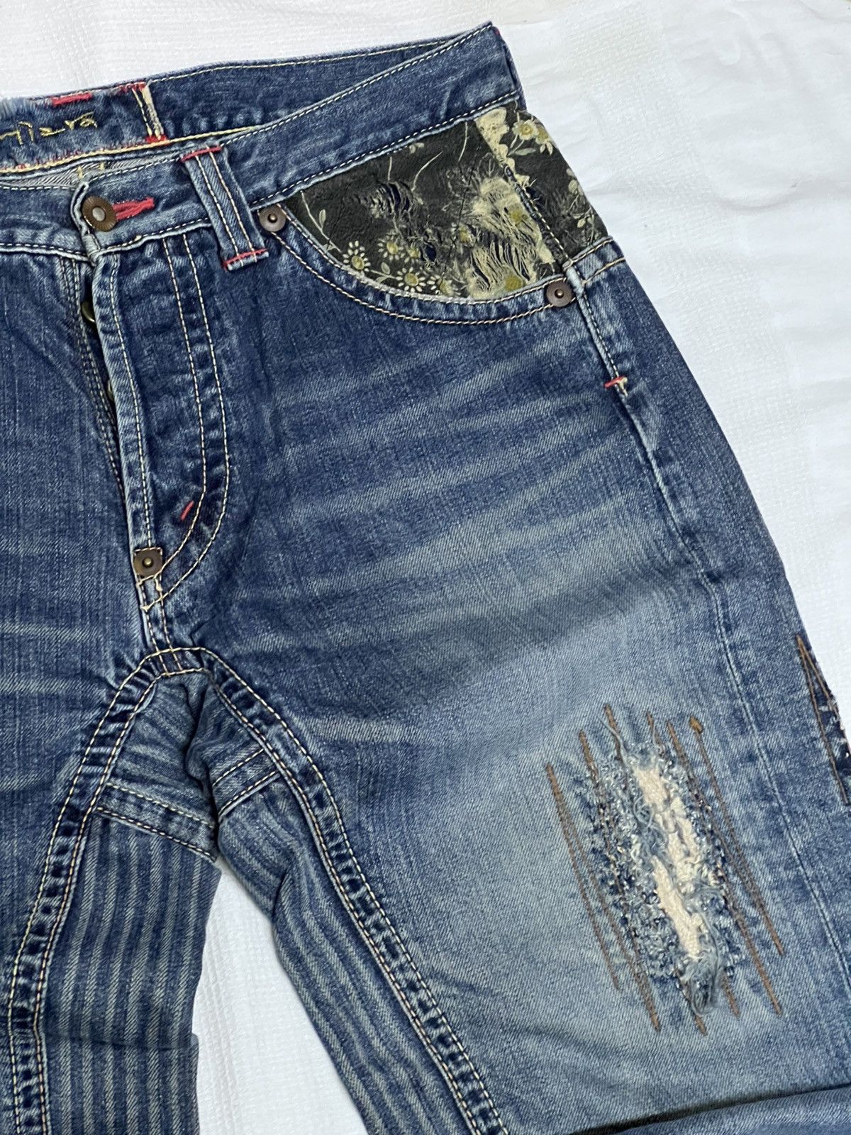Mizra Jeans Kyoto 🔥Hot Drops🔥Mizra Kyoto Sashiko Distress Jeans Size US 32 / EU 48 - 2 Thumbnail