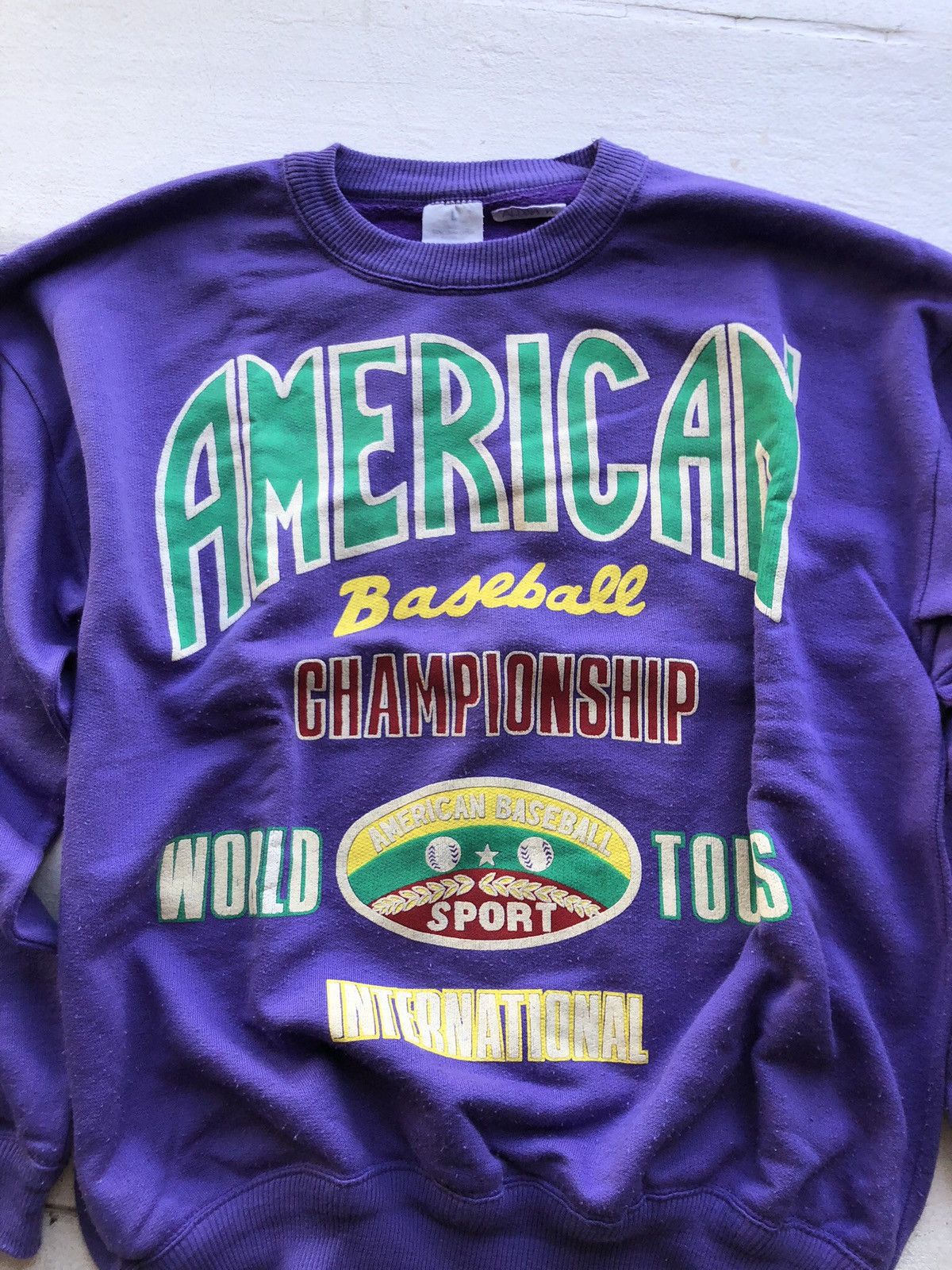 Vintage Very Rare Sweater American Baseball Champion Ship World Tous Size US M / EU 48-50 / 2 - 2 Thumbnail