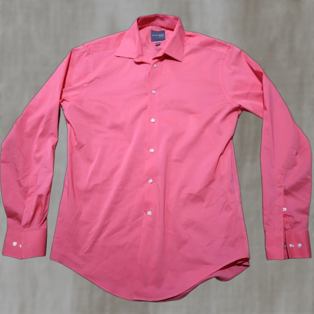Roundtree & Yorke MADISON Shirt Dress Shirt Slim Fit Men's Size 15.5 Peach Button-Down Long Sleeve 15.5 Men’s Standard Regular Label Rountree & Yorke Gold Size US M / EU 48-50 / 2 - 1 Thumbnail