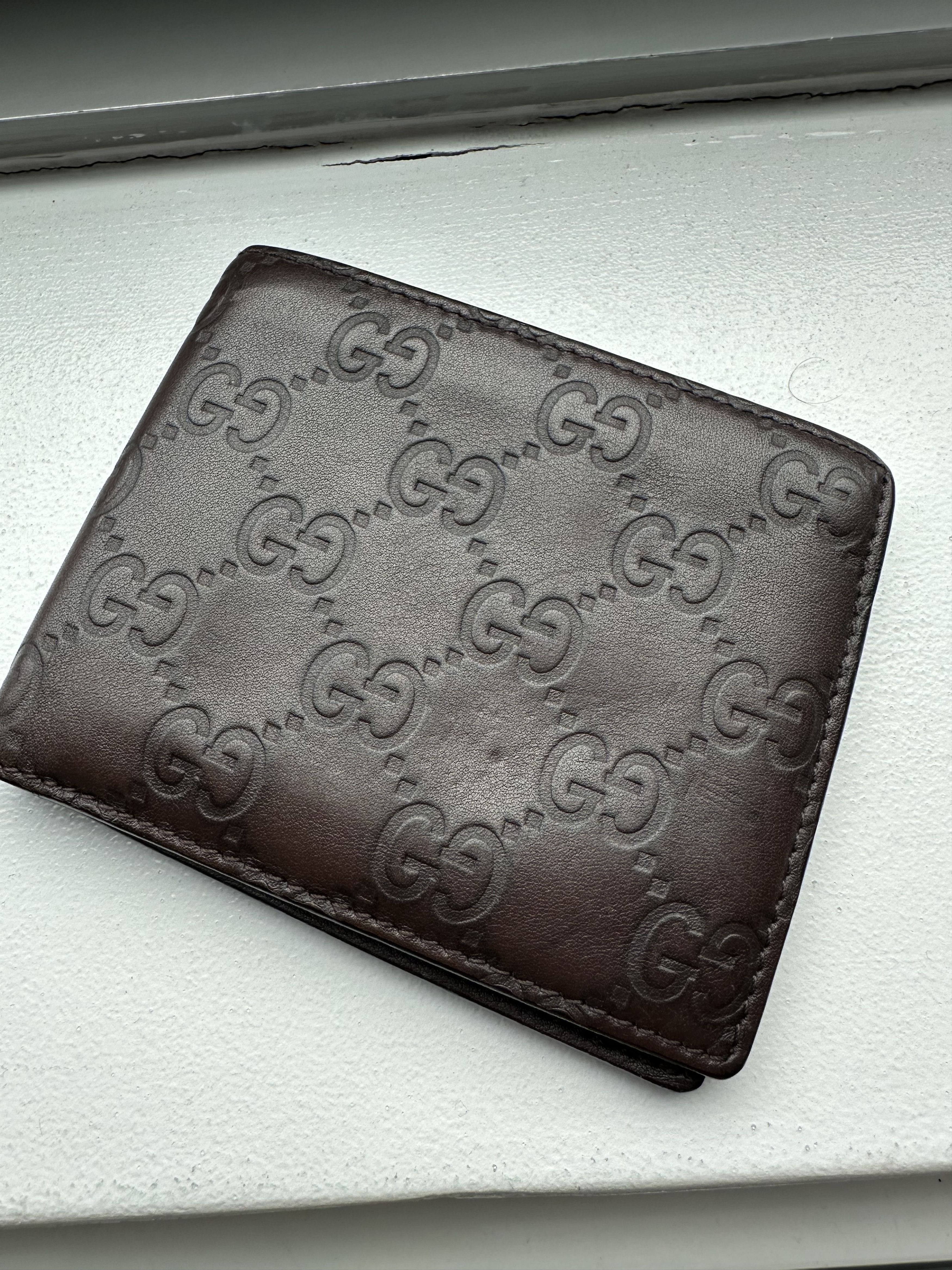 image of Gucci GG Men’S Signature Brown Guccisima Bi-Fold Wallet, Men's