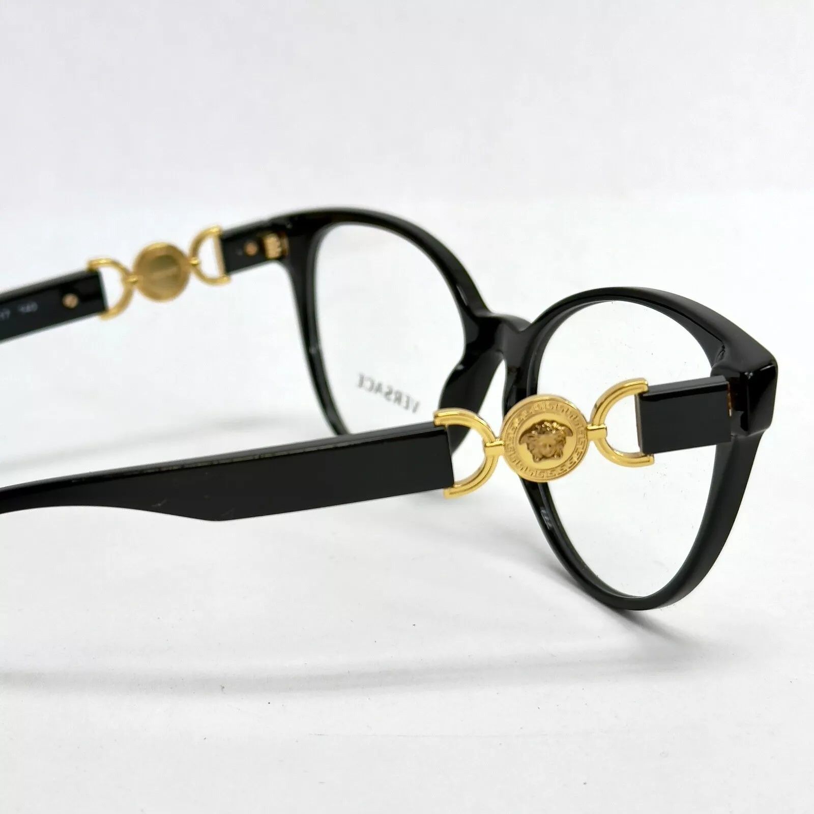 Versace VERSACE Medusa logo Buckle VE3334 Black Gold Eyeglass 3334 Size ONE SIZE - 2 Thumbnail