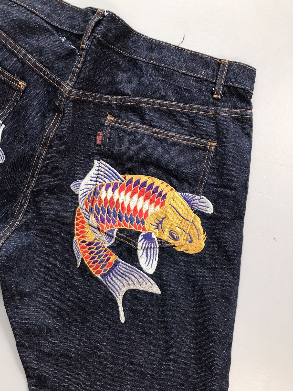 Japanese Brand Vintage Japanese brand koi fish embroidered diecock denim Size US 42 / EU 58 - 10 Thumbnail