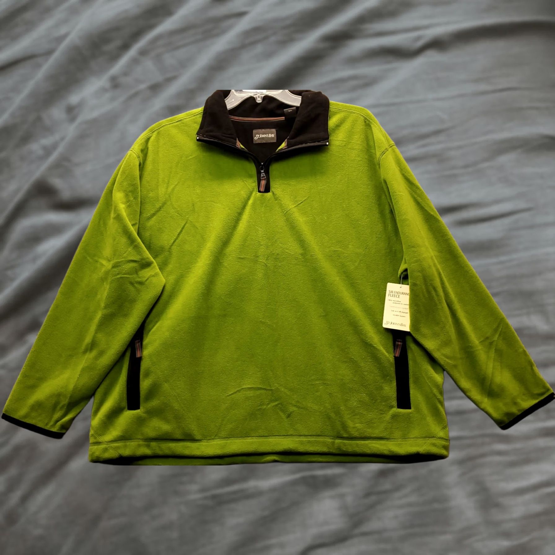 Vintage St. John's Bay Sweatshirt Mens XL Green Solid Fleece Pockets 1/4 Zip Long Sleeve Mock Neck 100% Polyester Mens Size XL Green Size US XL / EU 56 / 4 - 1 Thumbnail