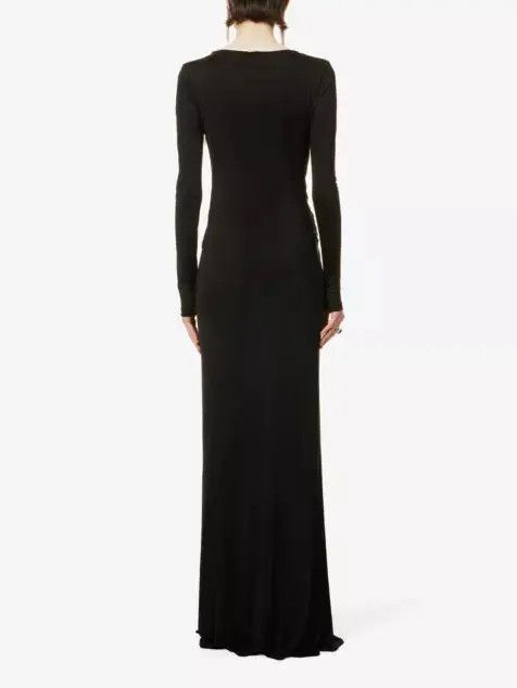 Saint Laurent Paris o1s1wg110924 Long Draped Dress in Crepe Jersey in Black Size XS / US 0-2 / IT 36-38 - 4 Thumbnail