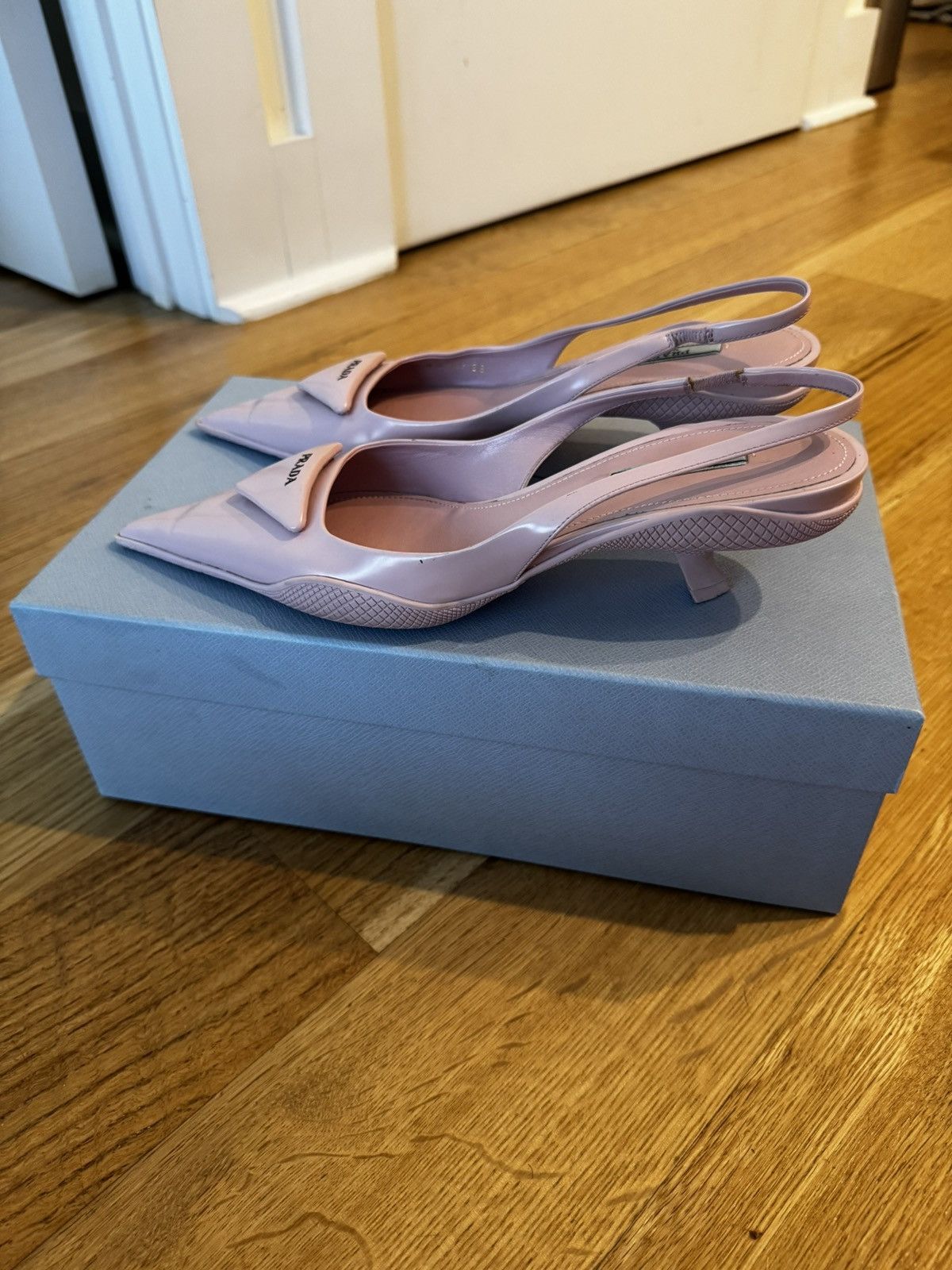 Prada Pink Prada kitten heel sling back mules Size US 9 / IT 39 - 2 Thumbnail