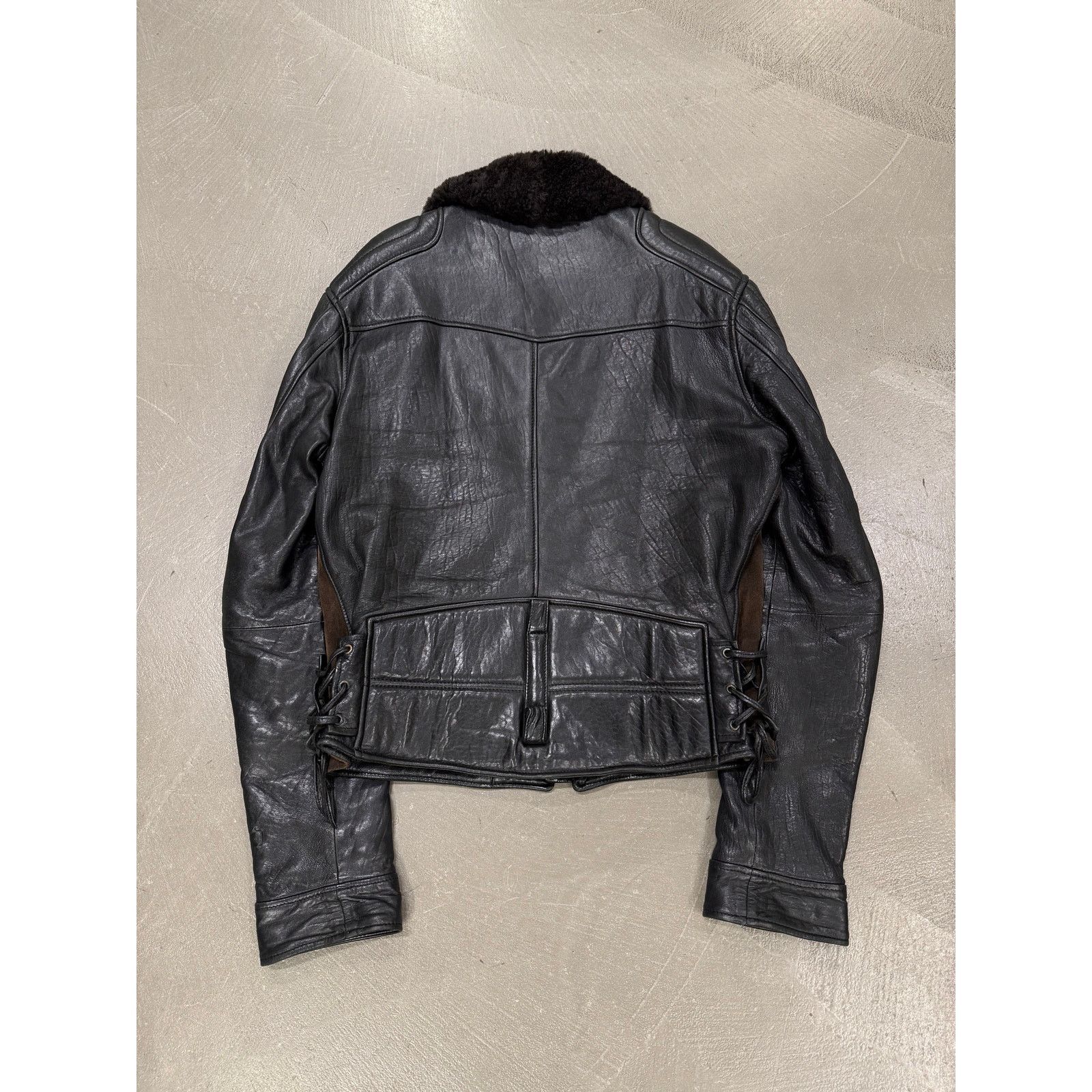 Dolce & Gabbana AW2005 Dolce & Gabbana shearling collar leather biker jacket Size US M / EU 48-50 / 2 - 6 Thumbnail