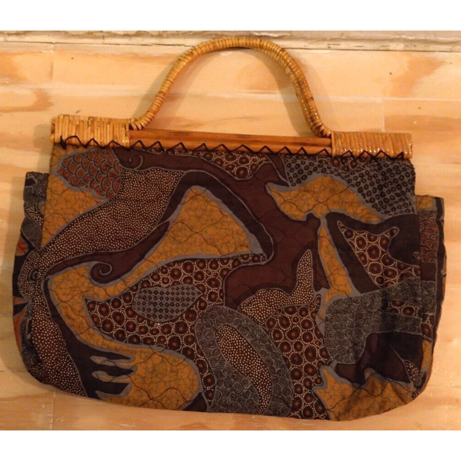 Other Philippine Quilted African Safari Knitting Bag 13x20 Bamboo Size ONE SIZE - 1 Thumbnail