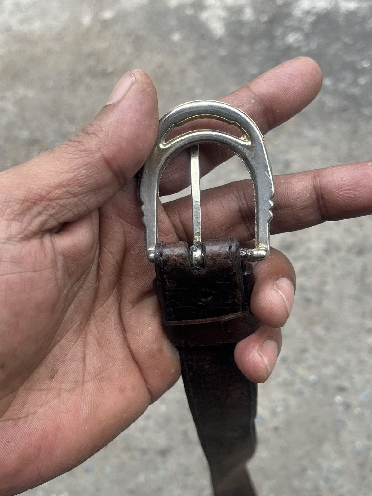 KMRii Rugged Patina Leather Belt Heavy Distressed Size 30 - 17 Thumbnail