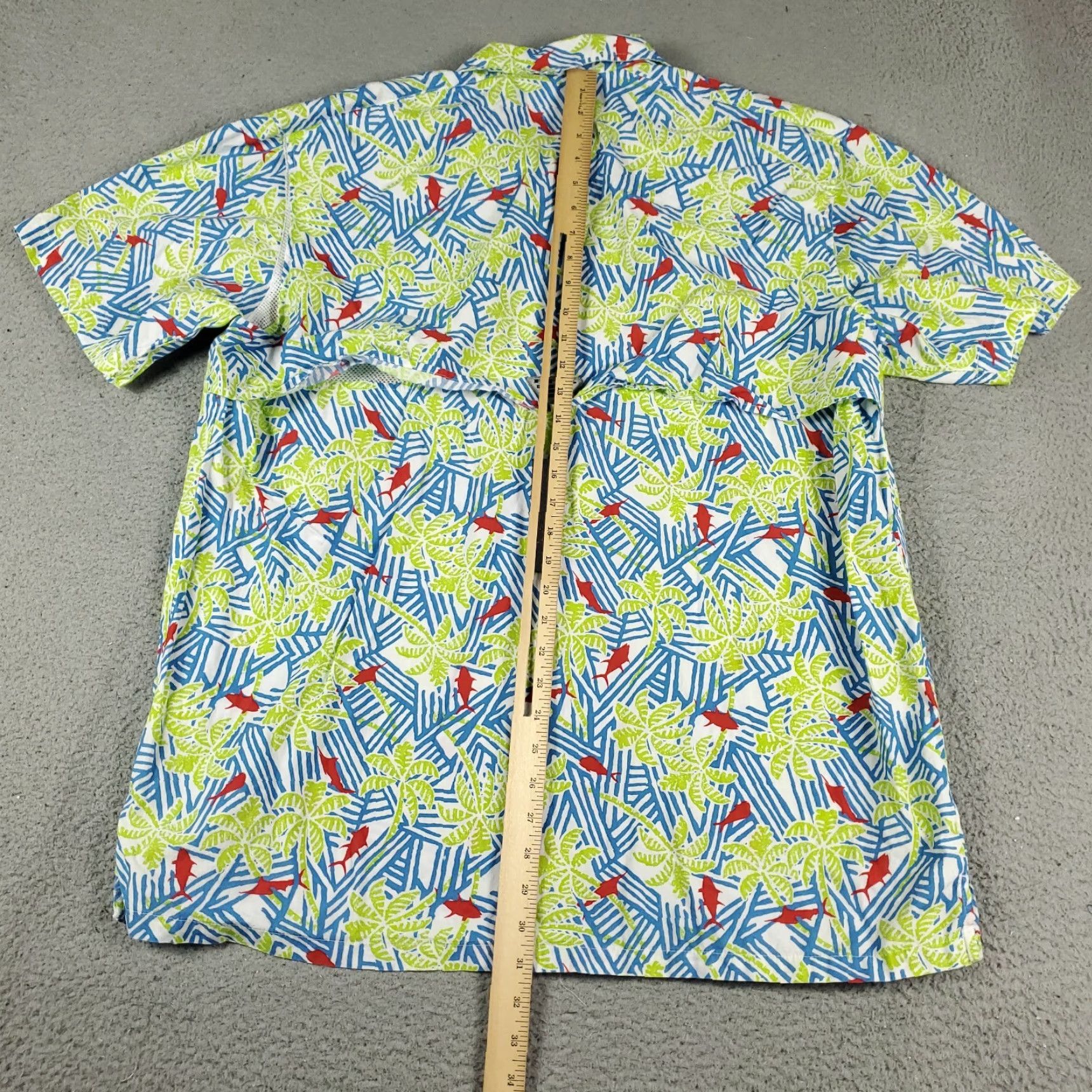 Vintage Columbia Shirt Mens XL Blue Button Up Short Sleeve Vented Floral Pattern Size US XL / EU 56 / 4 - 4 Thumbnail