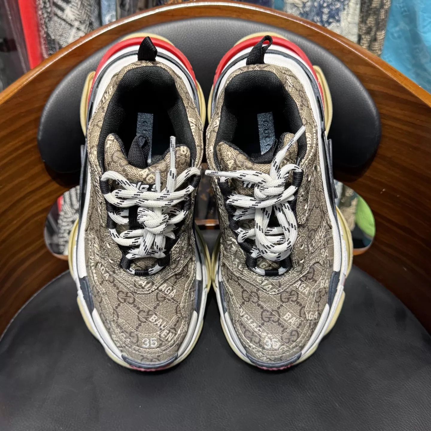 Balenciaga Balenciaga x Gucci Triple S Brown 35 Worn 2x Allover Size US 4.5 / IT 34.5 - 6 Thumbnail