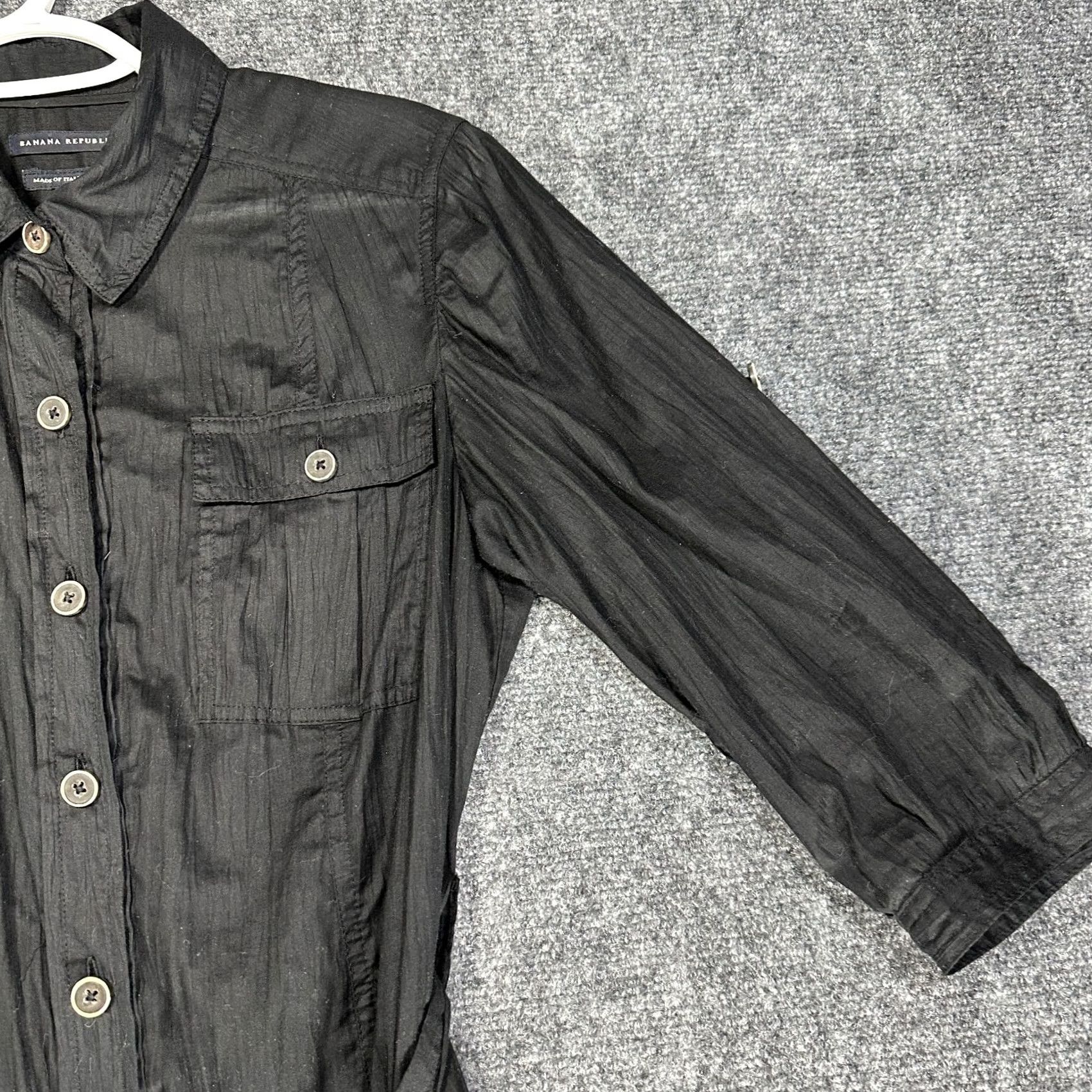 Banana Republic Banana Republic Dress Shirt Dress Womens 6 Black Pockets Tie Belt Long Sleeve Button Up 100% Cotton Size M / US 6-8 / IT 42-44 - 3 Thumbnail