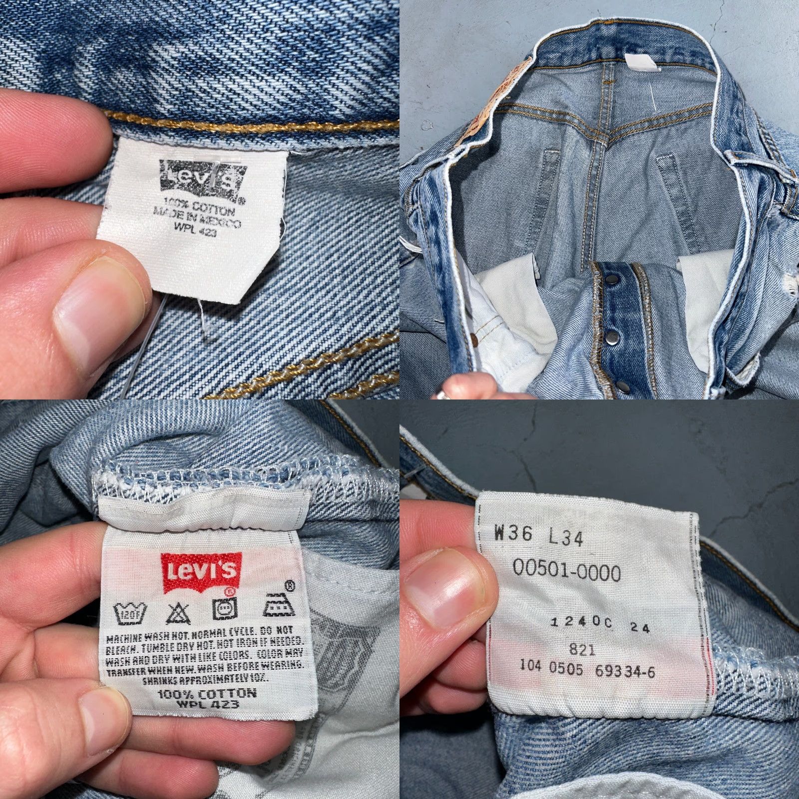 Levi's Levi's 501 Jeans Vintage 90s Straight Blue Light Wash 36x34 Regular Mens jeans Y2K Comfort 501 Series Size US 36 / EU 52 - 9 Thumbnail