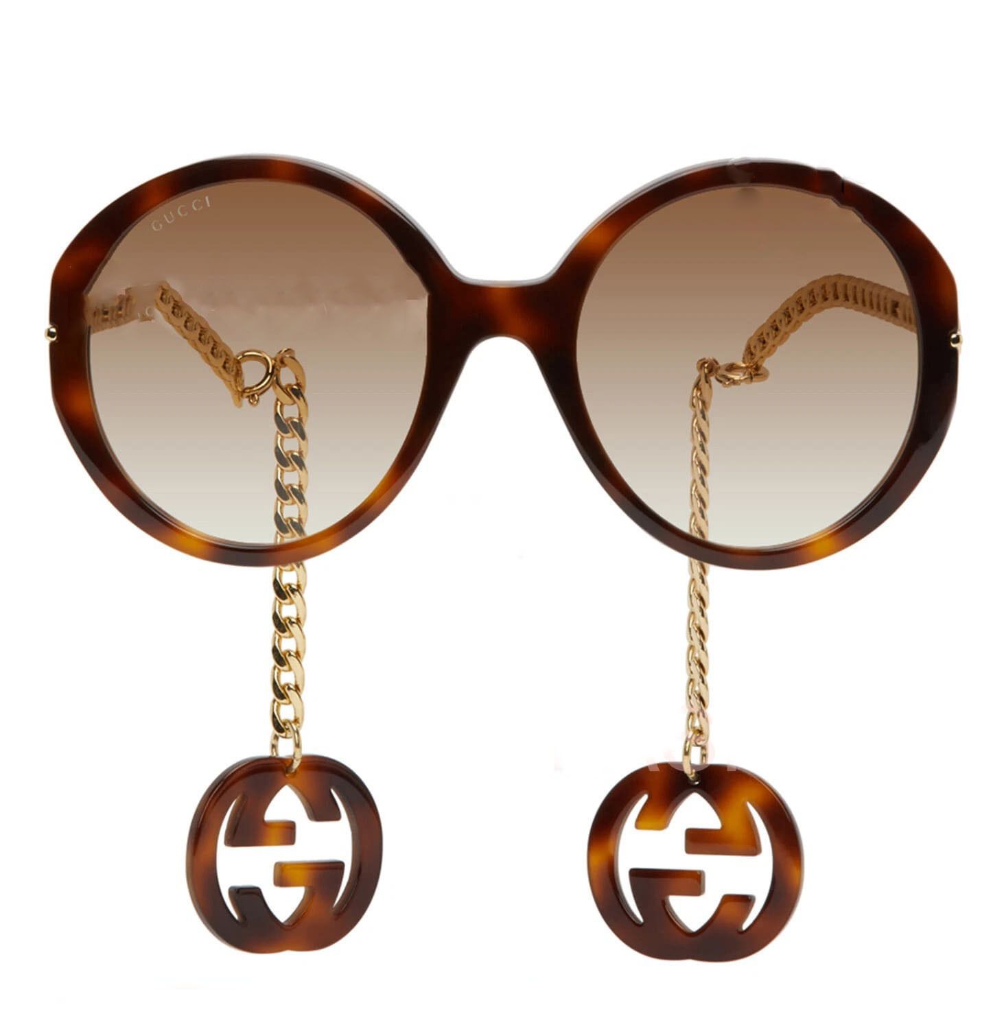 Gucci GUCCI GG0726S CHAIN 0726 Gold Brown Metal Round 002 Size ONE SIZE - 12 Thumbnail