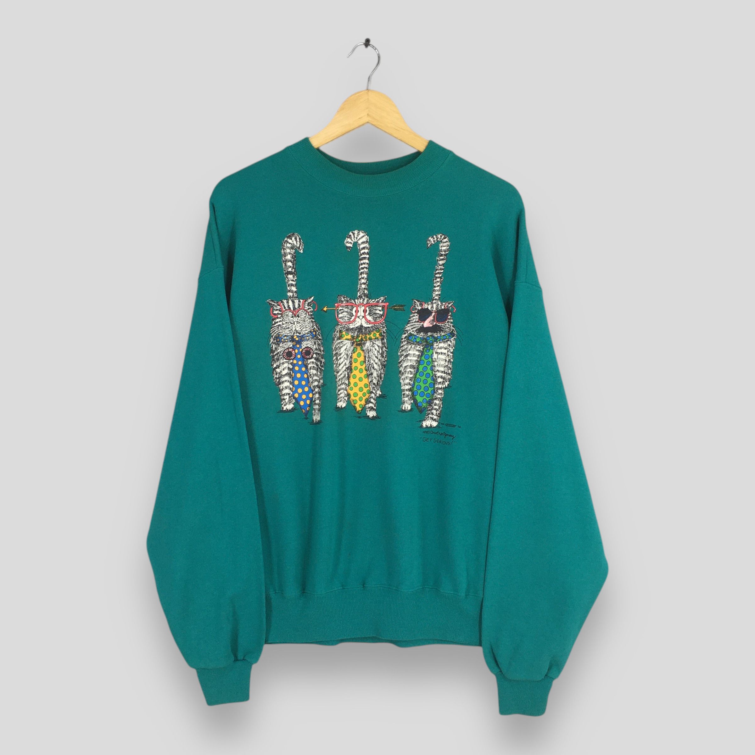 Habitat Vintage 90s Carol Montgomery Get Serious Sweatshirt XLarge Size US XL / EU 56 / 4 - 1 Thumbnail