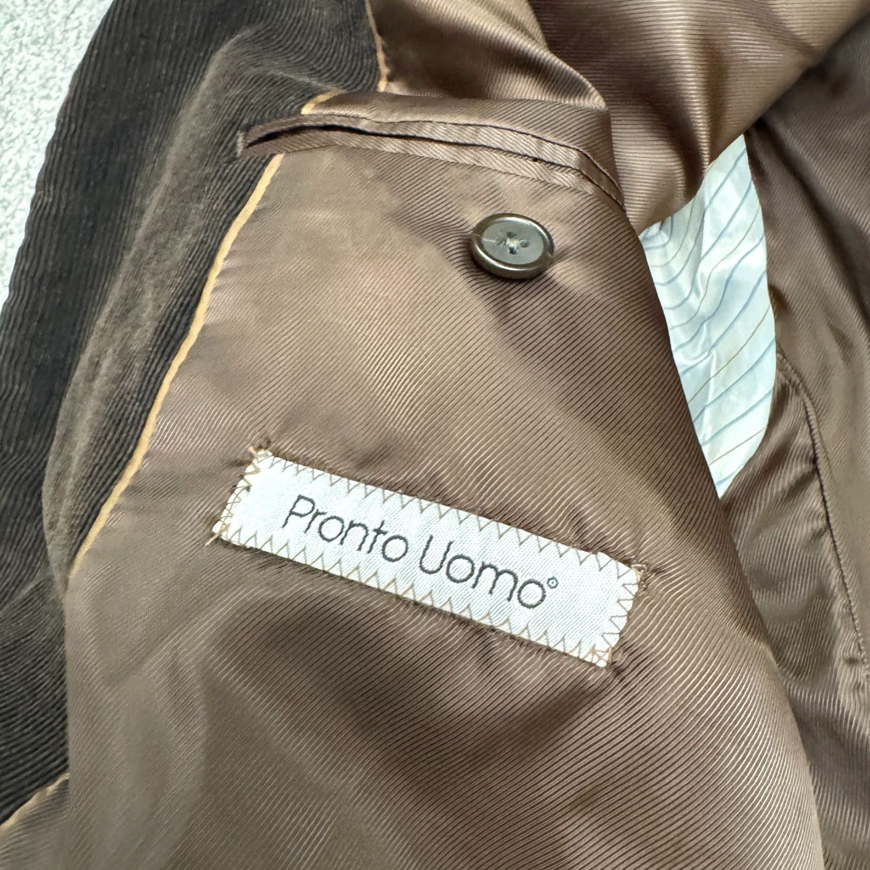 Pronto Uomo Pronto Uomo Corduroy Sport Coat Blazer Jacket Mens 46R Brown Double-Vented Work Size 46R - 5 Thumbnail